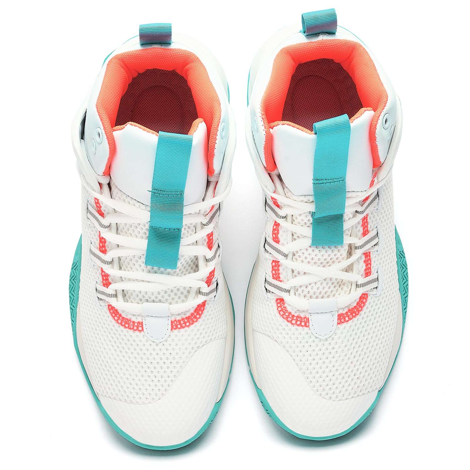 Slow Man High Top Men's Basketball Shoes Breathable Non-Slip Outdoor Running Shoes Cushioned Fitness Shoes Gym White-Green 3