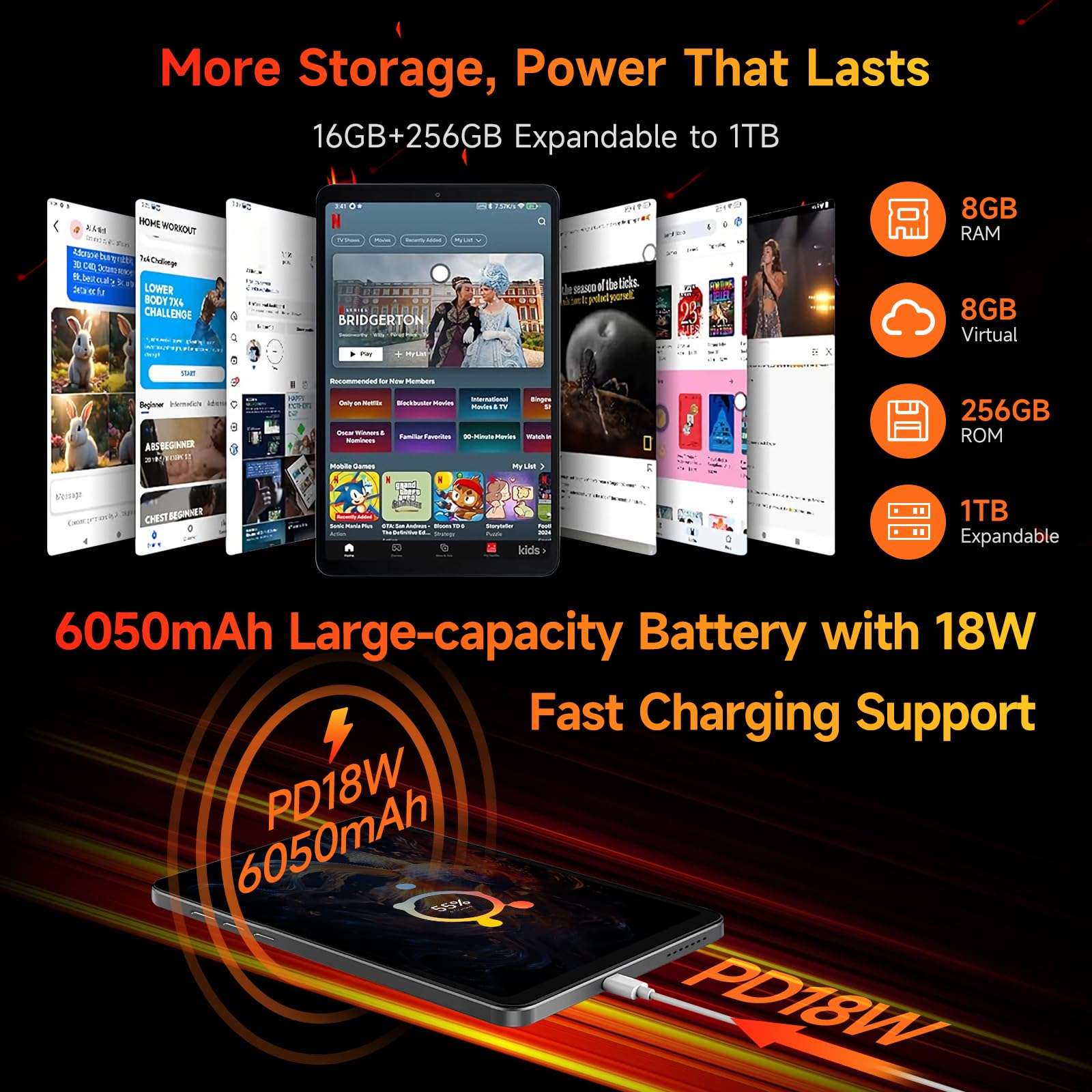 BNCF 8.4 inch Snapdragon 685 Android 14 Tablet, FHD IPS 1920x1200 Resolution 60Hz Reflex Bpad mini with Widevine L1, 16GB+256GB(1TB Expand), 5MP+32MP Camera, 4G LTE+2.4G/5G WiFi+BT5.0+GPS, 6050mAh 6