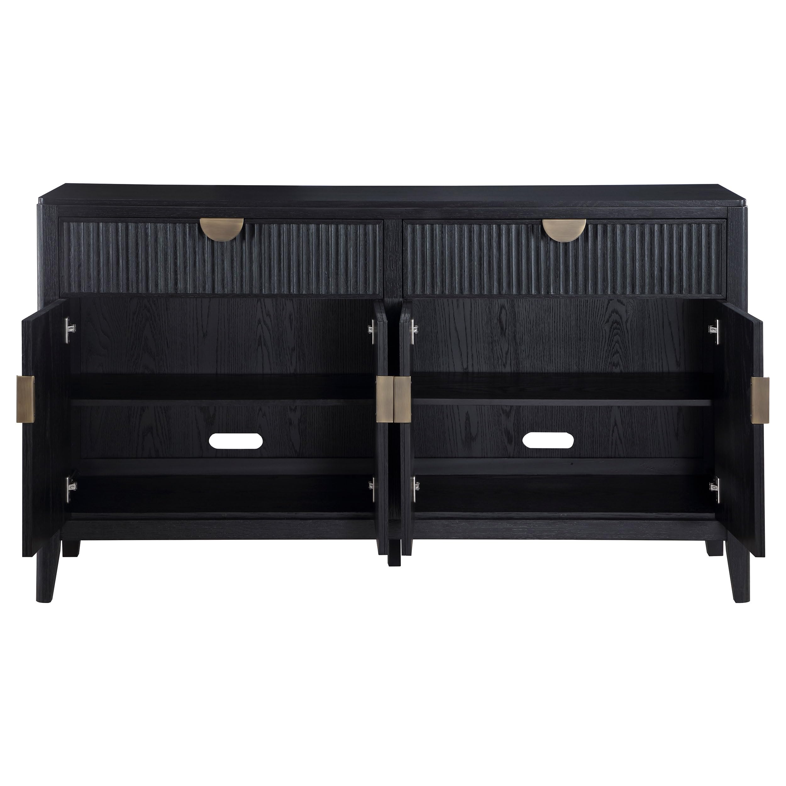 Coaster Home Furnishings - Brookmead - 4-Door Sideboard Buffet Cabinet - Solid Wood Storage Cabinet with Drawers - Dining Room, Kitchen, Living Room - 60 Inch - Black & Gold - 108235 5