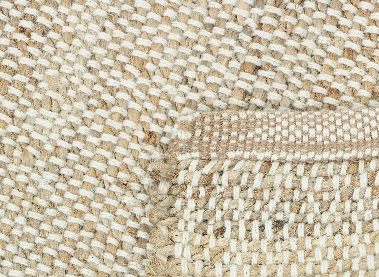 THE HOME TALK Natural Handcrafted Jute Cotton Rug- 2X3 FT|Traditional Carpet for Living Room,Kitchen,Entryway,Bedroom,Dining Room|Rustic Bohemian Decor|Durable & Anti-Skid Carpets for Centre Table 4