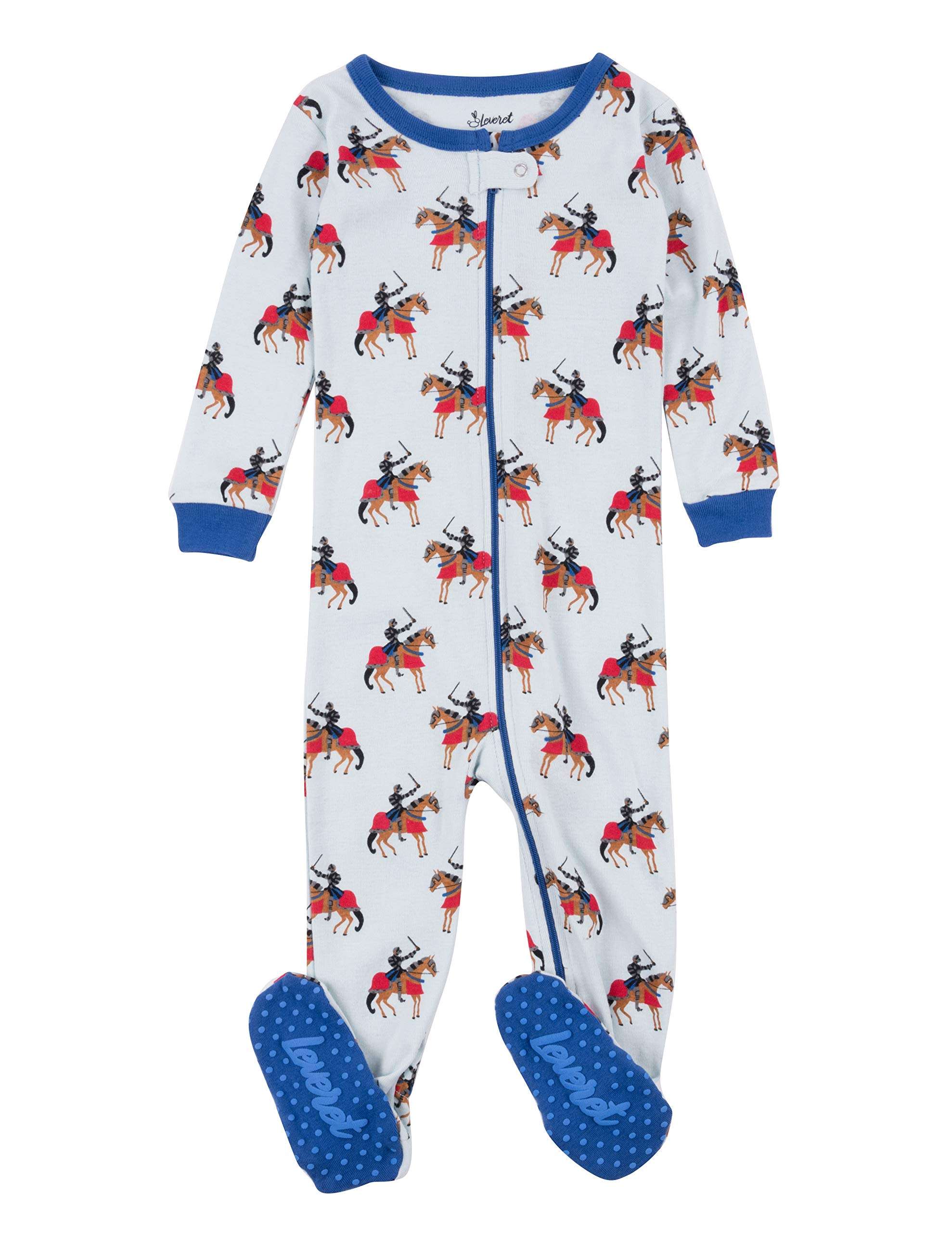Leveret Kids Pajamas Baby Boys Girls Footed Pajamas Sleeper 100% Cotton (Knight, Size 2 Toddler) 1