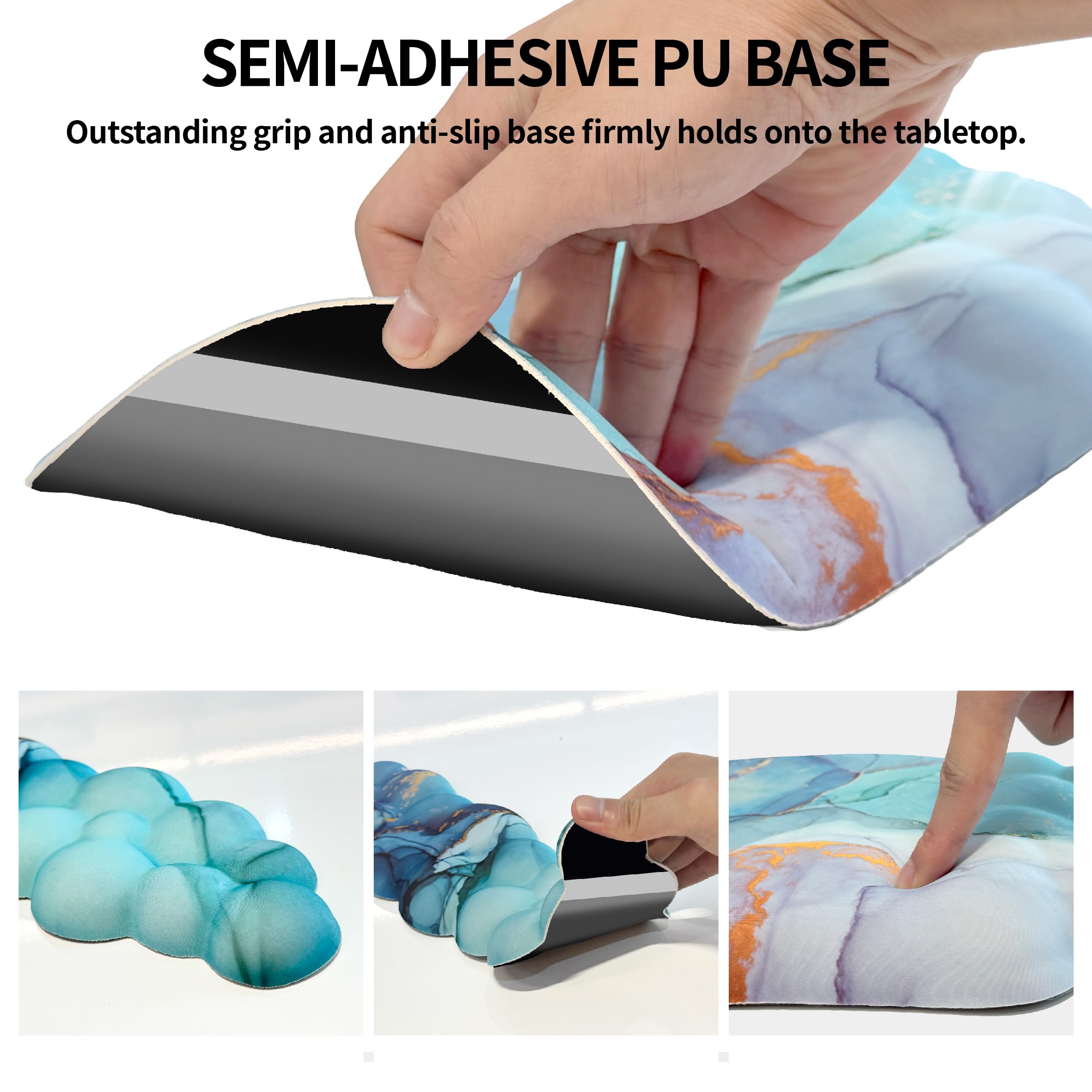 ANGKOYT Ergonomic 2 in 1 Cloud Mouse Pad and Keyboard Wrist Rest, Non-Slip, Relieves Wrist Pain - Blue Marble 4