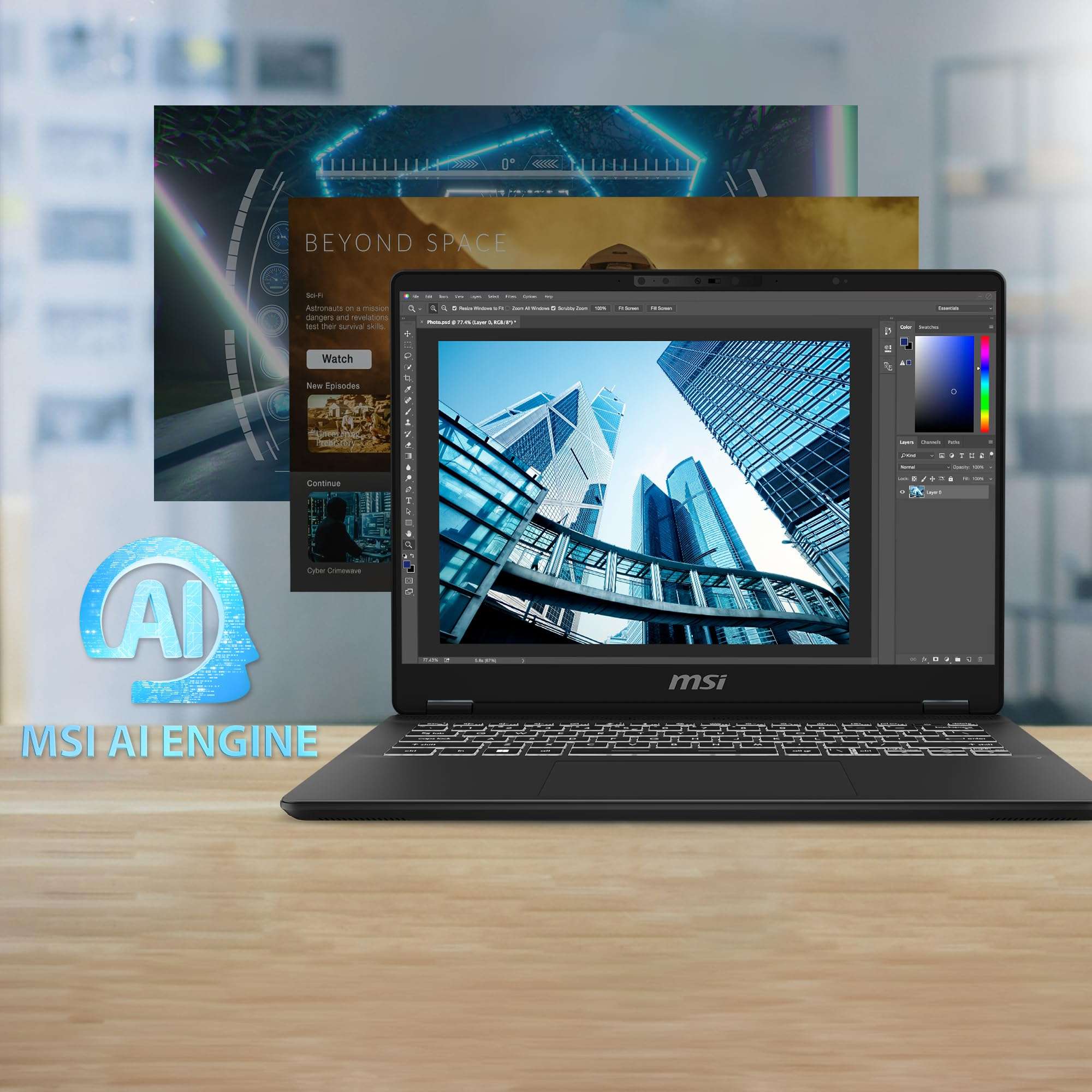 MSI Prestige 14 AI Evo, Intel 1st Gen. Ultra 7 155H,Built-in AI, 36CM FHD+ 144Hz Laptop(16GB/1TB NVMe SSD/Windows 11 Home/Intel Arc/Stellar Gray/1.7Kg), C1MG-043IN 3