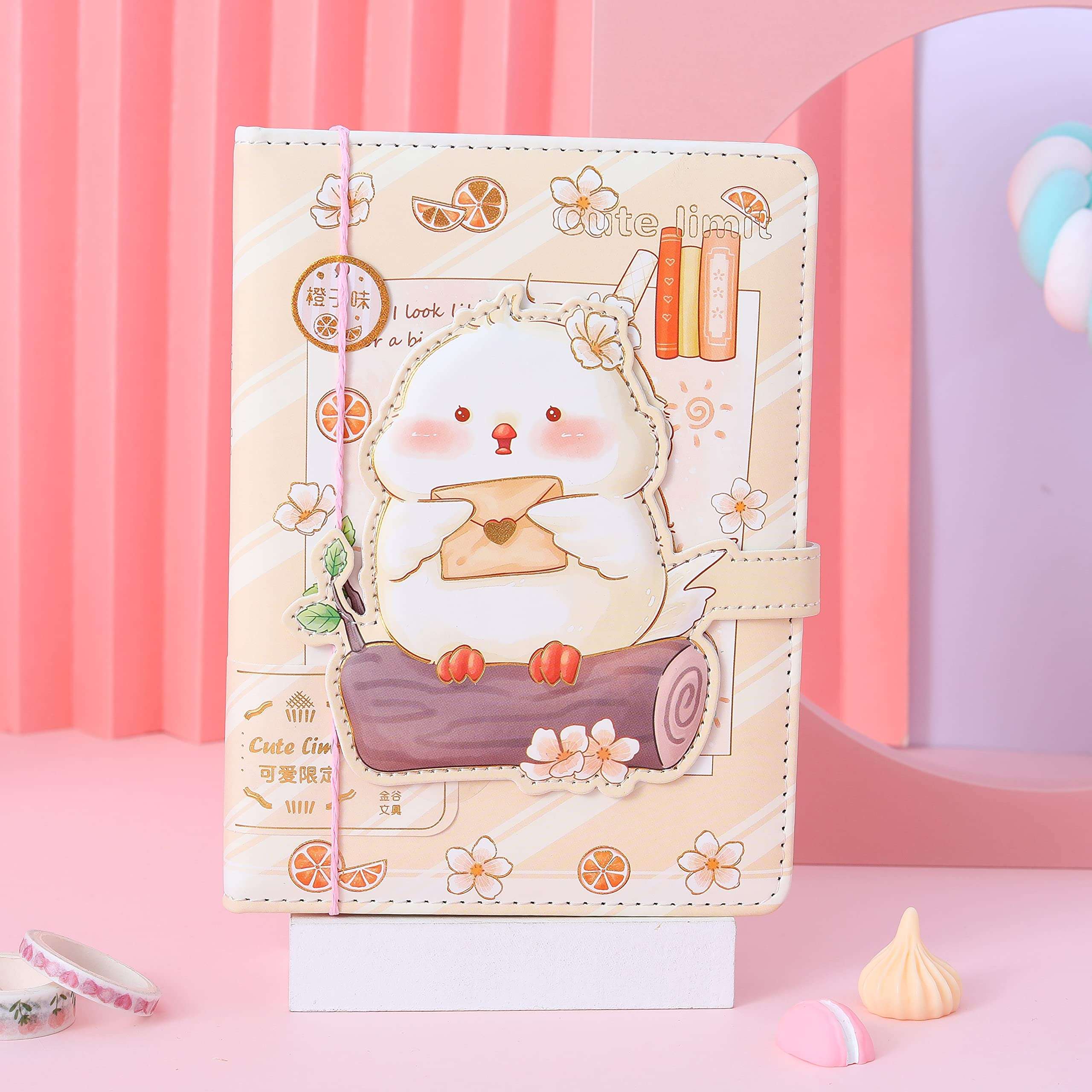 Cute Chick Journal Notebook, Chick Journal for Girls, Cute Journal for Girls, Kawaii Journal, Soft PU Leather Cover, 6.6 x 4.9 inch (16.8 x12.4 cm), A5 3