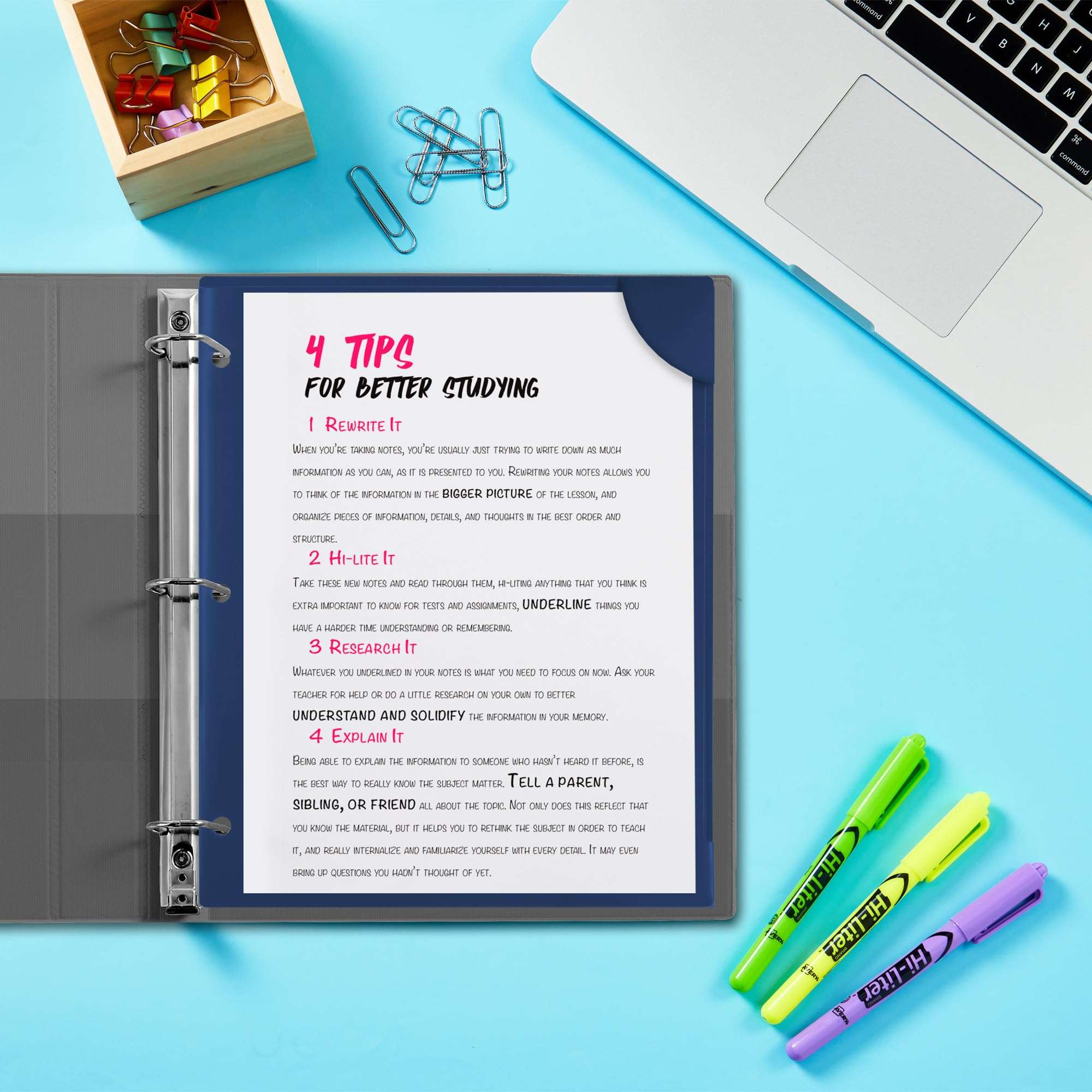 Avery Corner Lock Binder Pockets for 3 Ring Binders, Navy Blue with Clear Front, for 8.5" x 11" Documents, Acid-Free and Archival-Safe, Binder Folders (24-Pack of 47838) 4