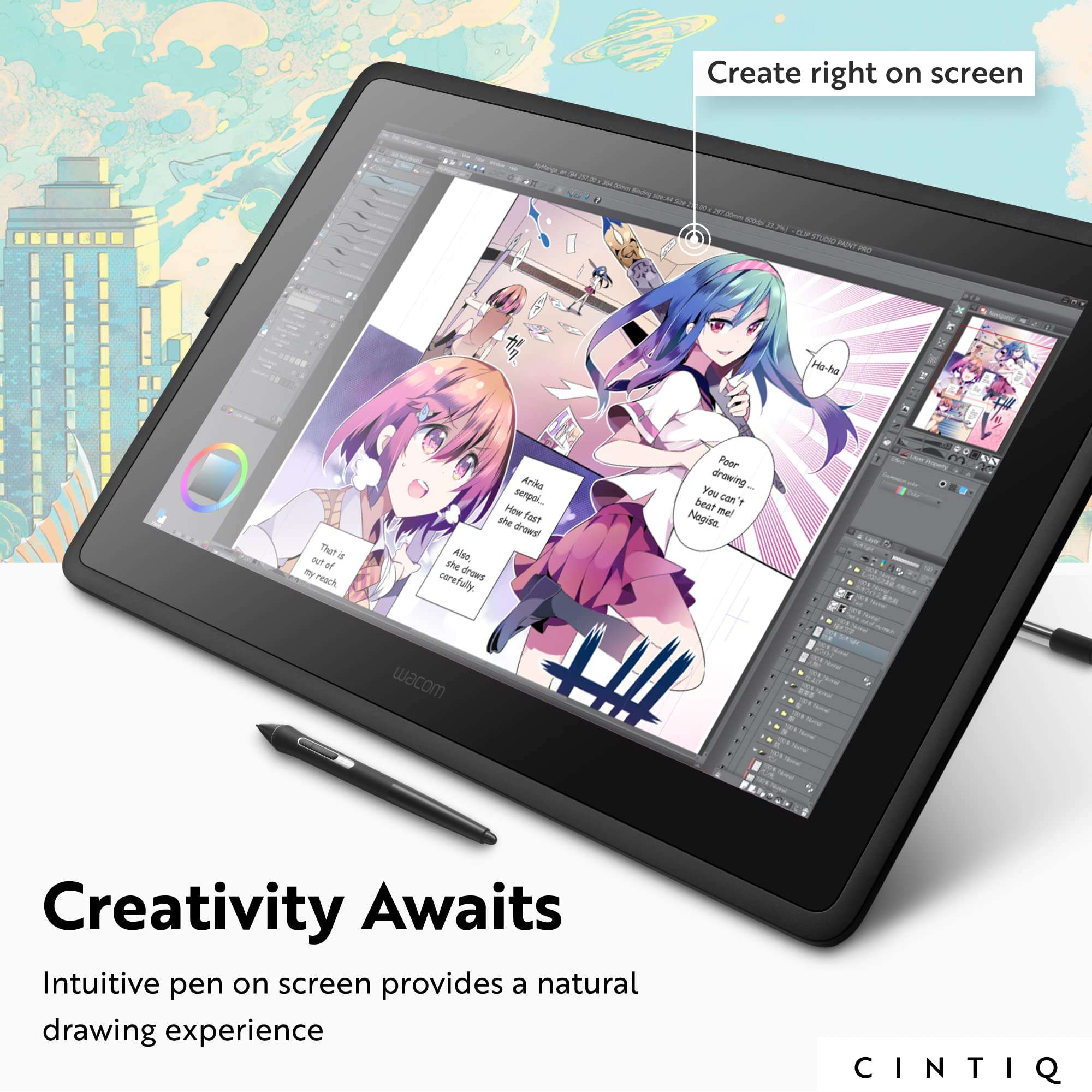 Wacom Cintiq 22 Drawing Tablet with Screen, 21.5" Full HD Display Graphic Arts Tablet Includes Pro Pen 2 w/ Tilt Response, Graphic Design Animation Display Pad for Mac, PC 4