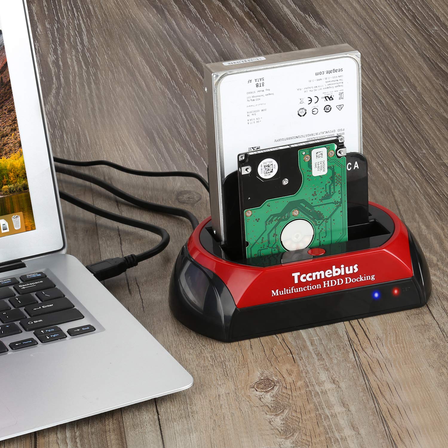 Tccmebius USB 3.0 Hard Drive Docking Station, TCC-S868-US USB 3.0 to 2.5 3.5 Inch SATA IDE Dual Slots Reader External Enclosure, for 2.5" 3.5" IDE SATA I/II/III HDD SSD 2