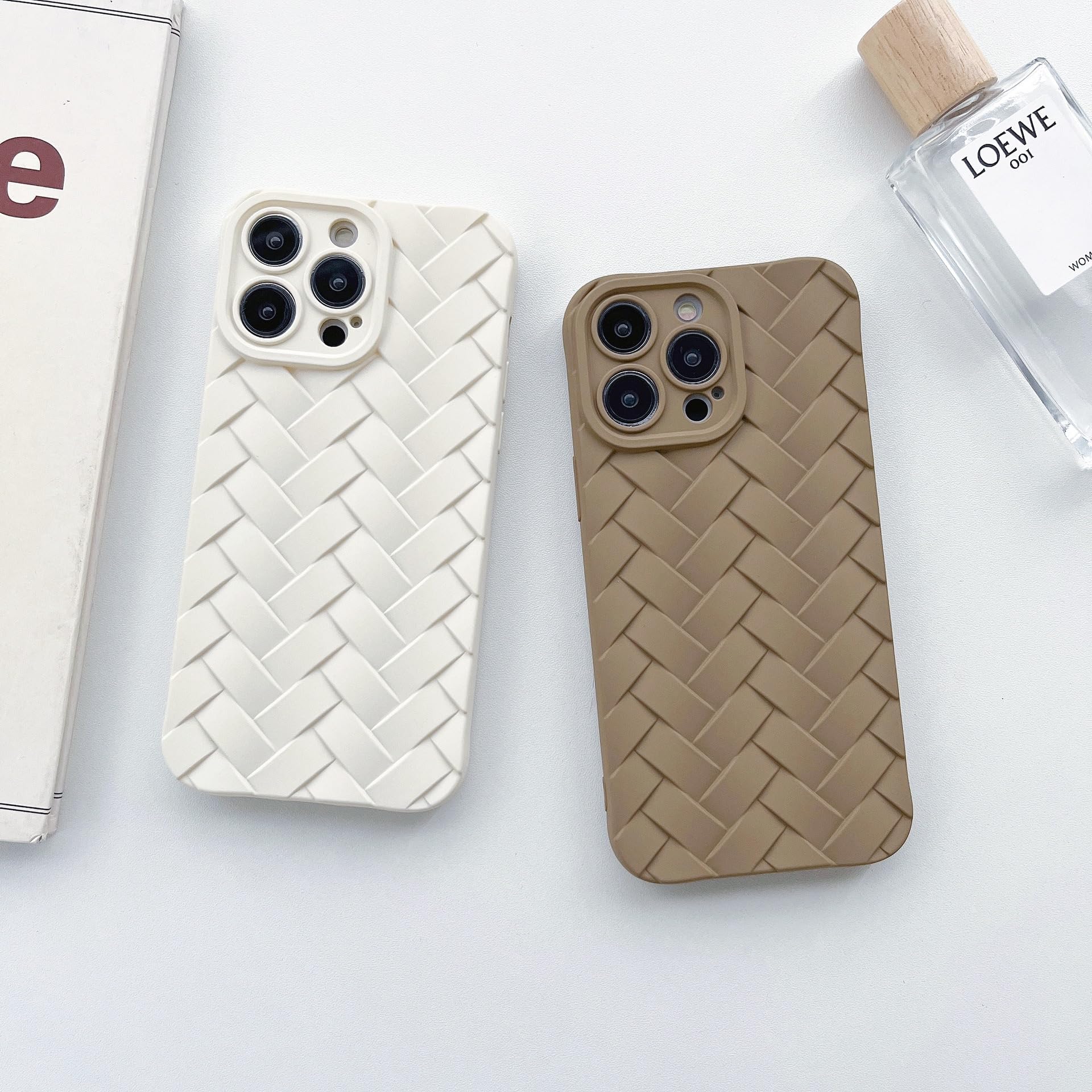 Retro Weave Pattern Solid Color Phone case, TPU Material, Simple and Atmospheric, Anti-Drop, Color Variety, for iPhone 15 14 13 12 11 Pro Max Plus Phone case (Green,iPhone 12 Pro) 5