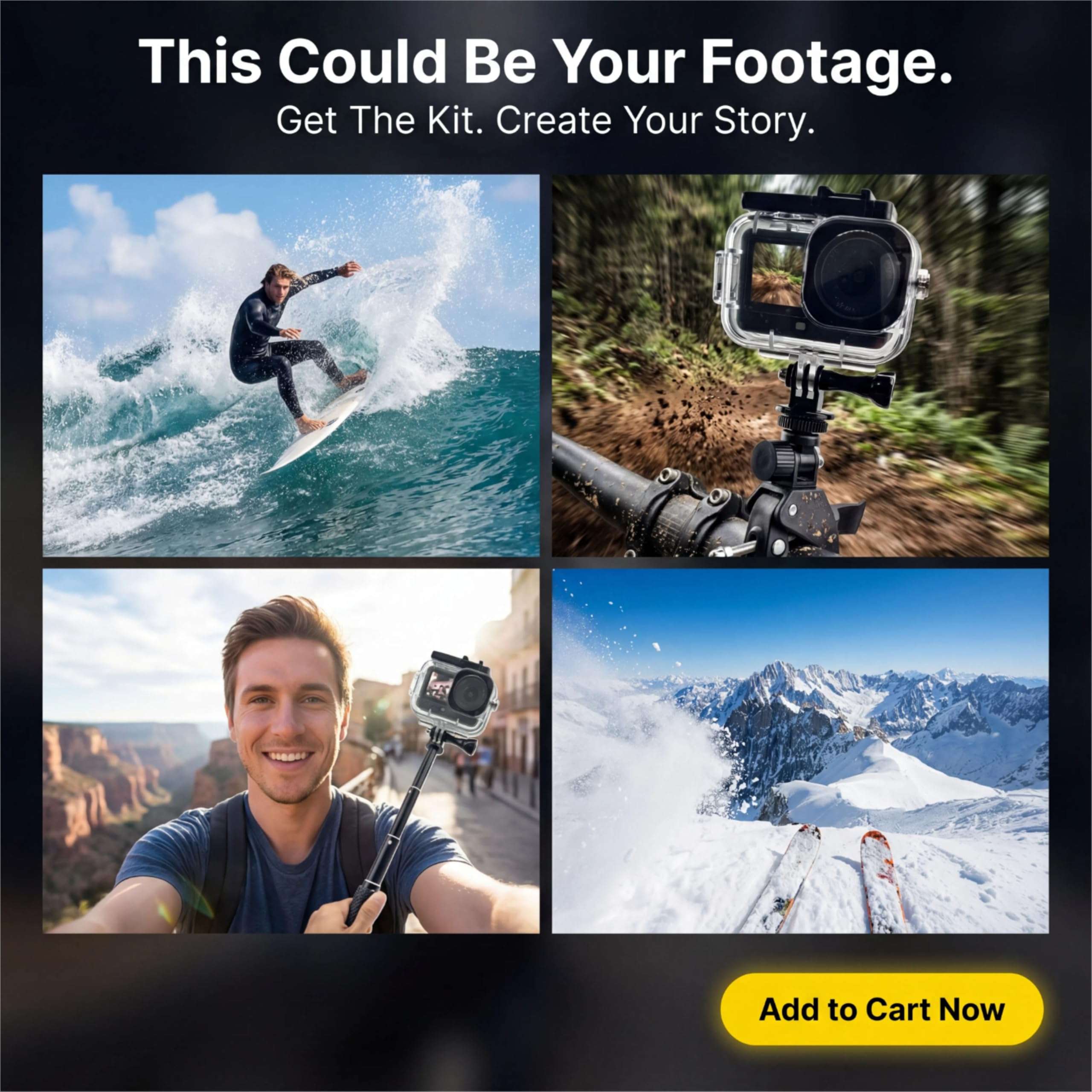 Accessories Kit for DJI OSMO Action 6, Large Carrying Case, Waterproof Housing Case, Handlebar Clamp, Screen Protector, Selfie Stick, Chest Head Strap, Backpack Belt, Floaty Bobber, Suction Cup 6