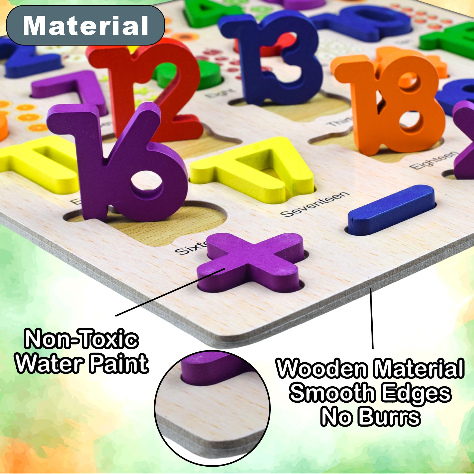 WISHKEY 3D Wooden Capital Alphabet & Number Board Puzzles with Pictures,Set of 2 Montessori Educational Learning Letters Toy for Pre Schooler Kids Boys & Girls(Pack of 2, Multicolor) 5