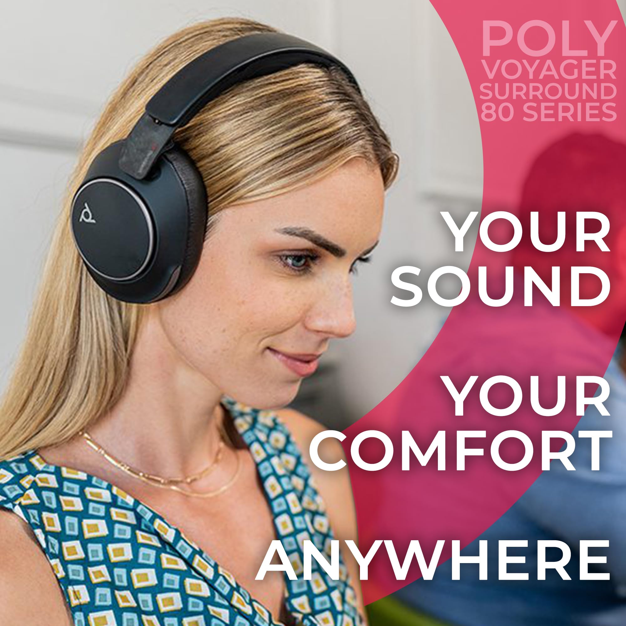 Poly Voyager Surround 85 UC USB-C Bluetooth Boomless Noise-Canceling Wireless Headset with Charging Stand & GTW Microfiber Cloth - Compatible with Smartphones, Tablets, PC/MAC, Open Office Certified 4
