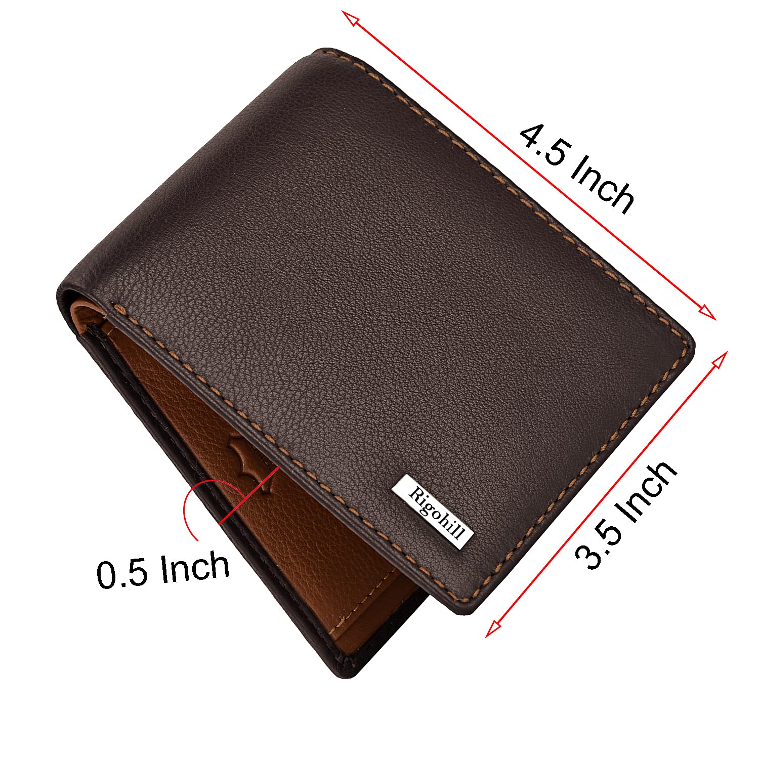 Rigohill Dusky Mens Leather Wallet | Brown/Rust Leather Wallet for Men | RFID Mens Wallet 6