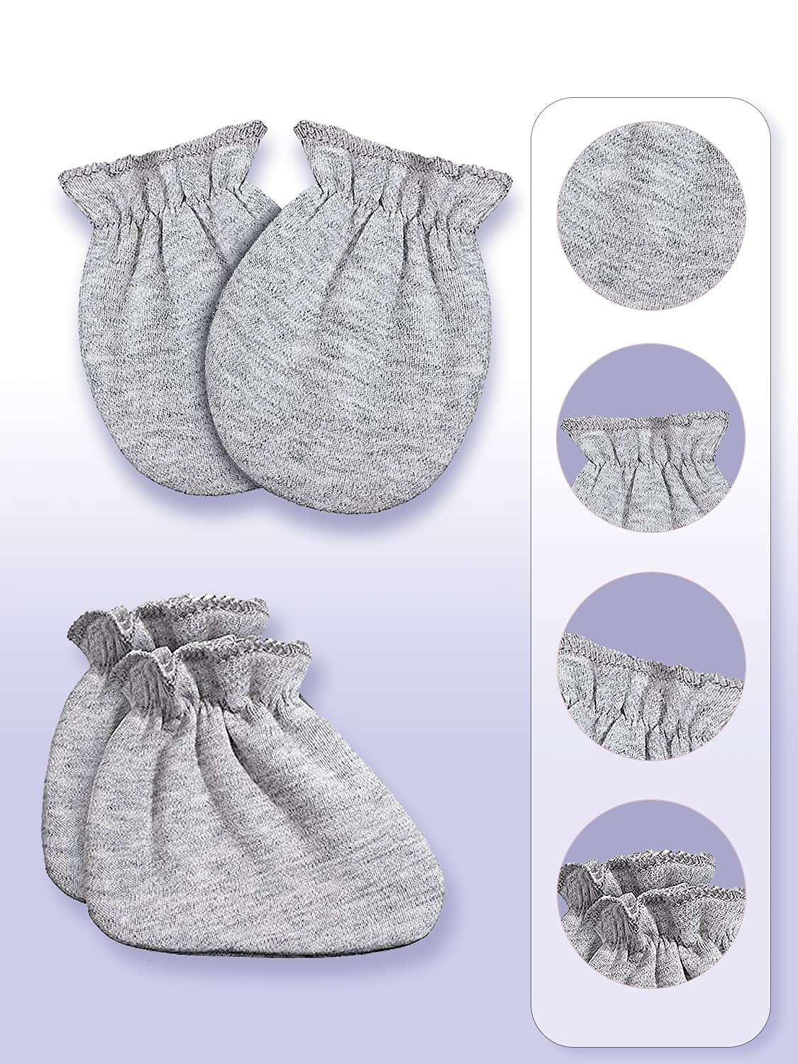 Newborn Infant baby Ankle Socks Mittens Set Cotton Cute Cozy Crew Sock Gloves for Baby Boy Girls 0-12 Months (0-12 Months, 4-Color Set（White + pink + grey + blue grey）) 6