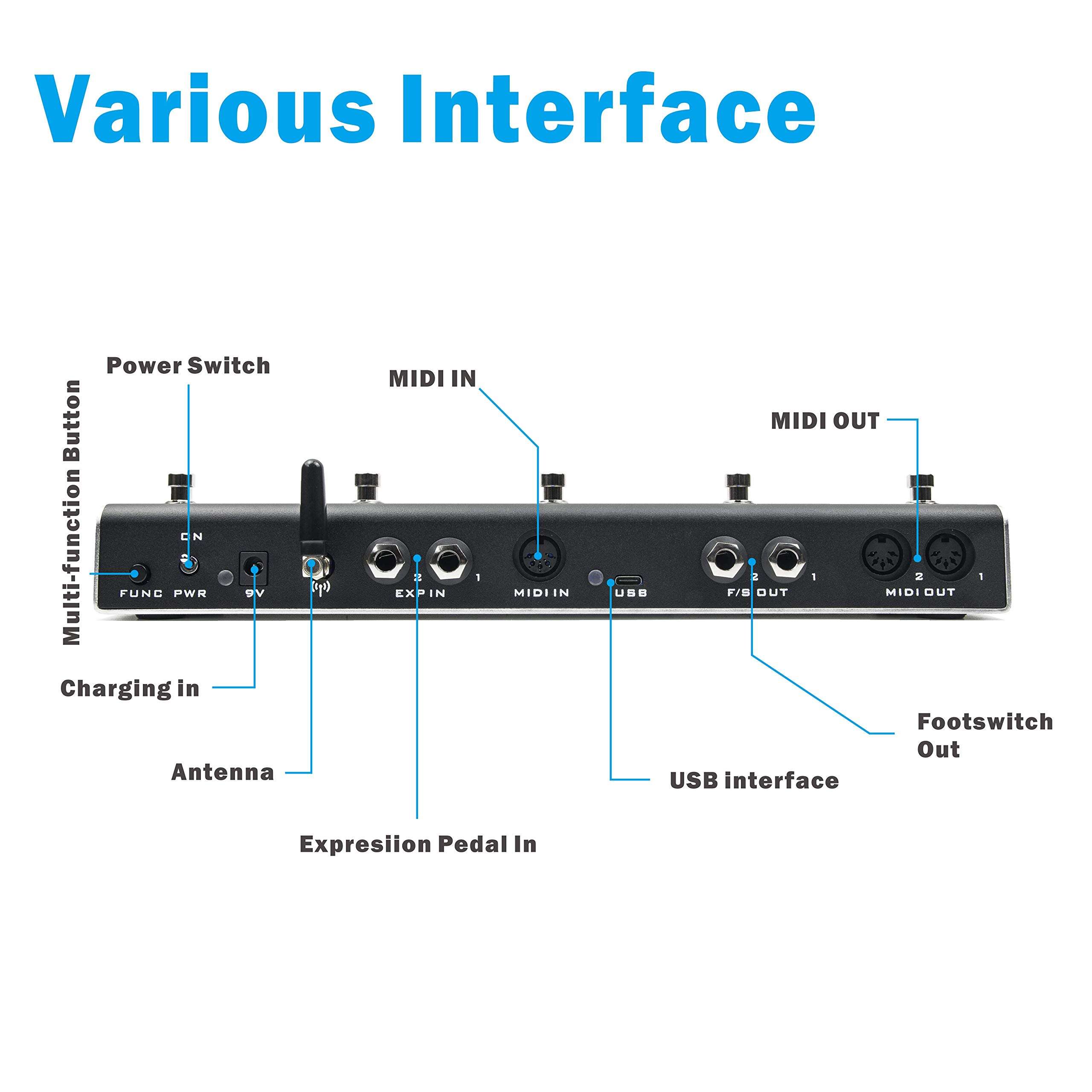 XSONIC Airstep Smart Multi Controller with MIDI, HID, 5 Footswitch, 2 Expression Pedal In, 300H Playtime, Support HX Stomp, Quad Cortex, DAW, Plugin, Youtube Video, Page, Atem, Hands Free Controller 4