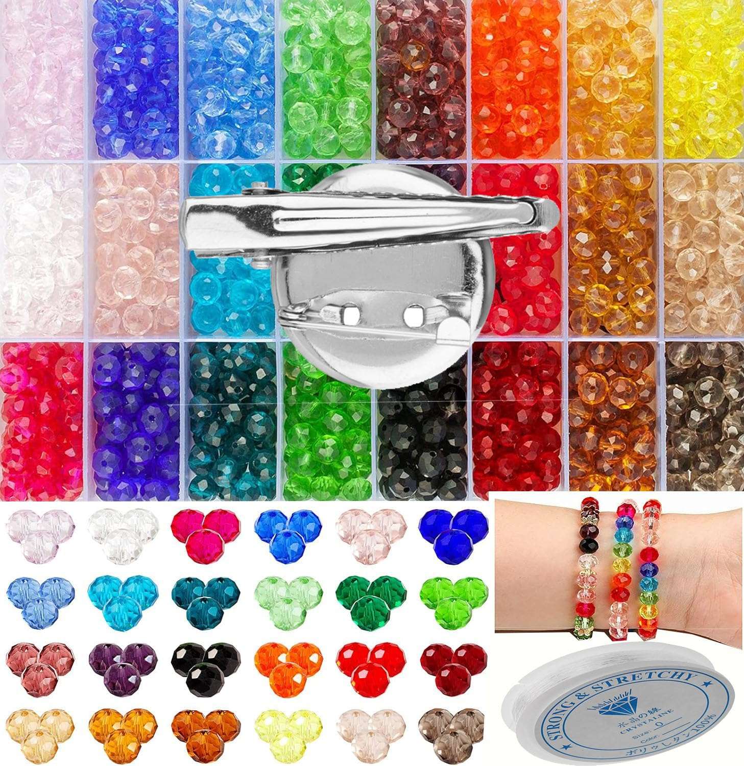 Diy Crafts 17057 2mm 3mm 4mm 6mm 8mm Rondelle Austria Faceted Crystal Beads Glass Beads Round Loose Spacer Beads for Jewelry Making, 3mm 145 Piece 1