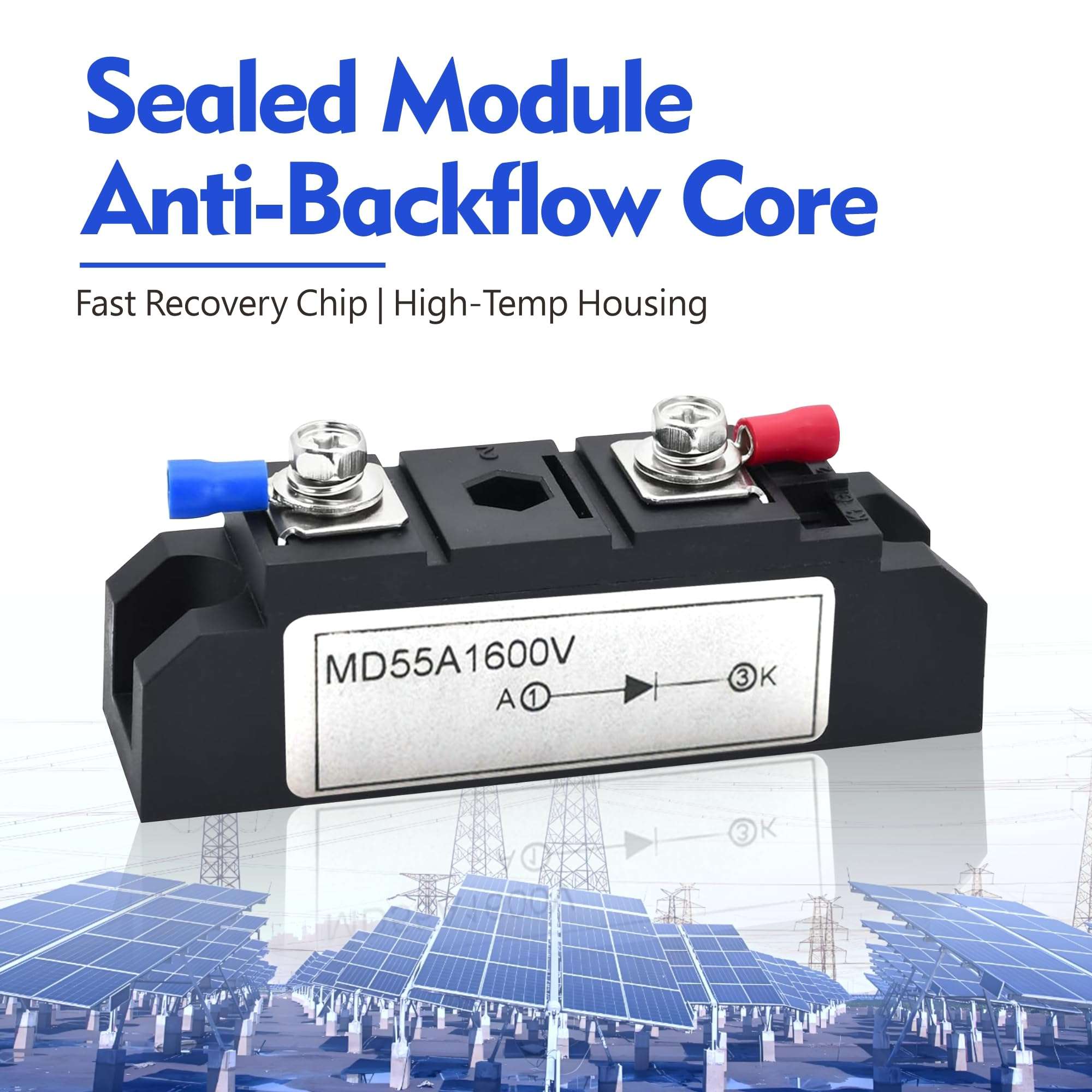 haizusai MD55A1600V Anti-Reverse Diode Module 1600V 50Amp for Solar Systems, Motorcycle, Golf Cart, 12V/24V/48V DC Blocking, Fast Recovery Rectifier Diode (1-Pack) 5