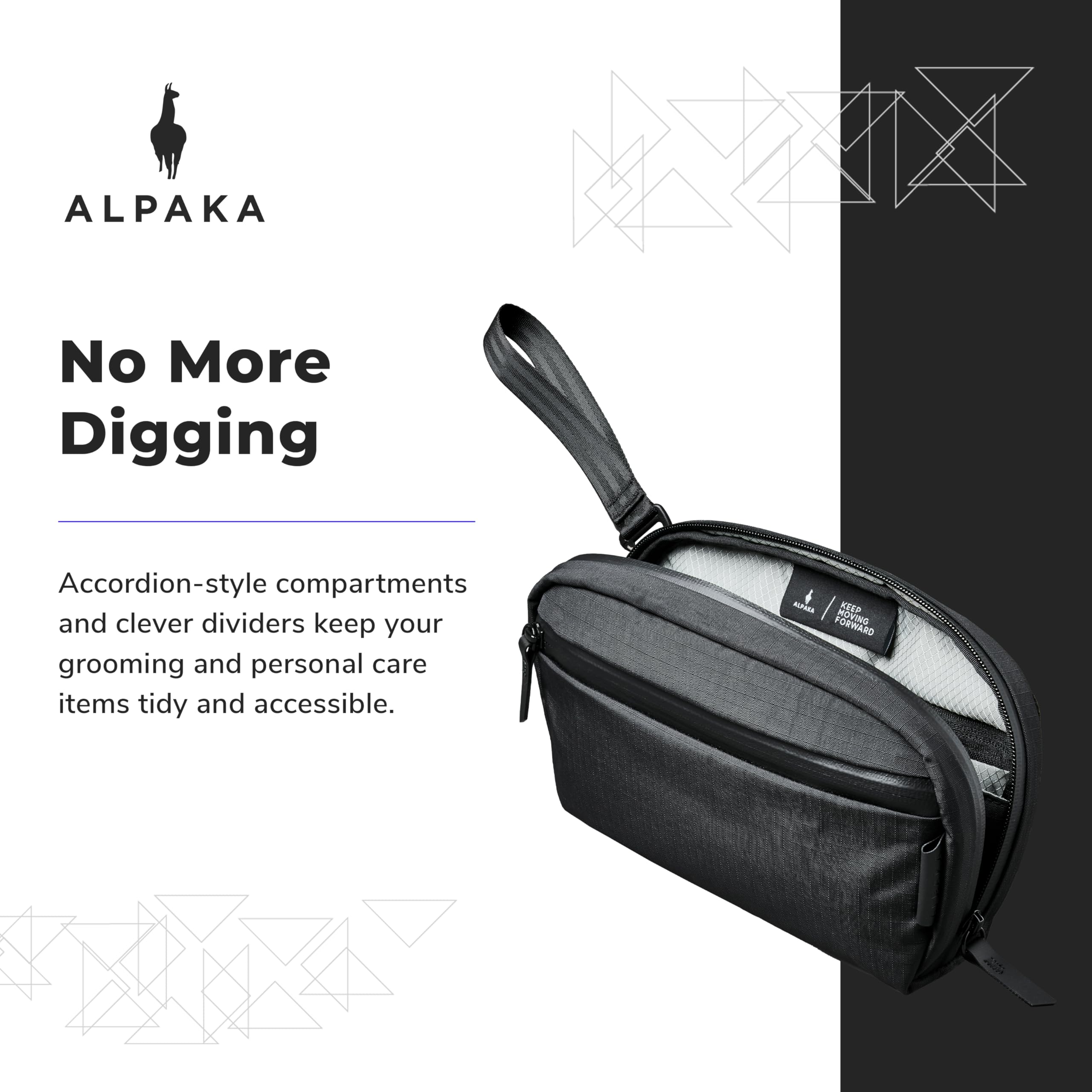 ALPAKA Toiletry Bag - Detachable Wrist Strap - 2 Internal Dividers and 2 Mesh Pockets - Doubles as Tech Pouch - Optimally Sized Accordion-Style Toiletry Bag For Men and Women, Black 3