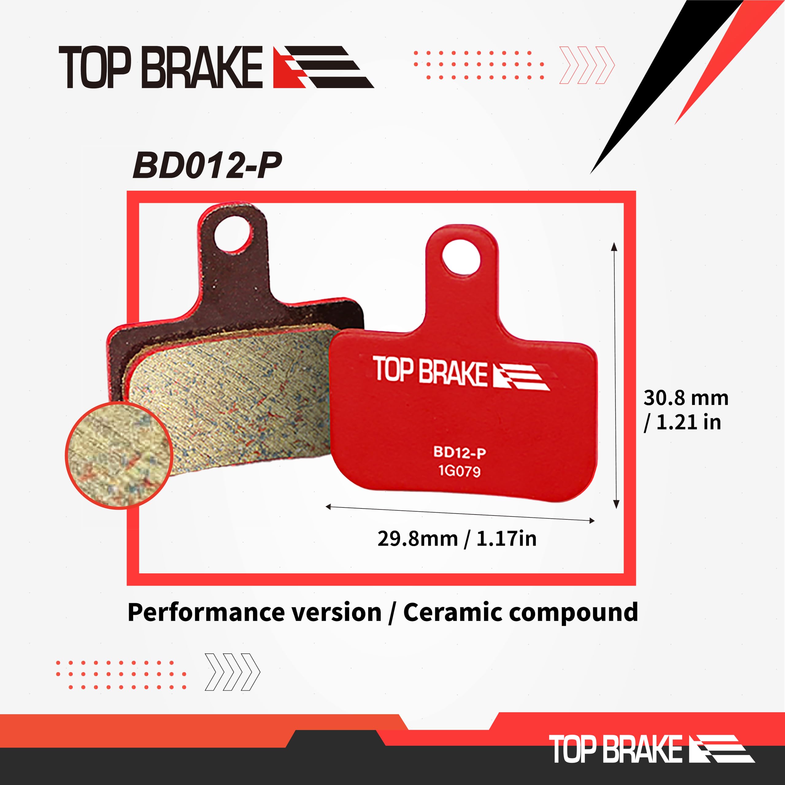 TOP BRAKE Disc Road Bike Brake Pads for SRAM Level Ultimate/Red/AXS Force Road and XC MTB Brake Set |Road Bike,Gravel MTB|Ceramic Compound,Silent Option,Performance Version, Red (PIN Included) 5
