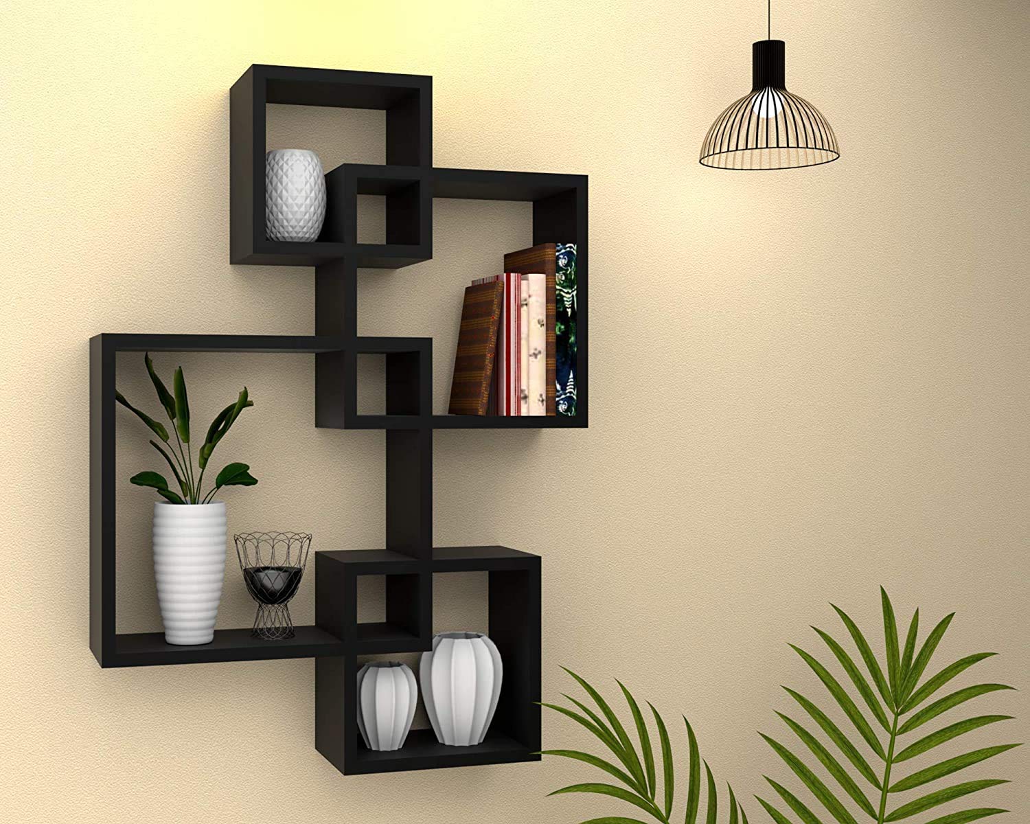 FireBees Stylish Wall Shelf for Living Room,Decorative Intersecting Wall Shelf,Wall Mounted Book Shelf,Wall Shelf for Photos, 1