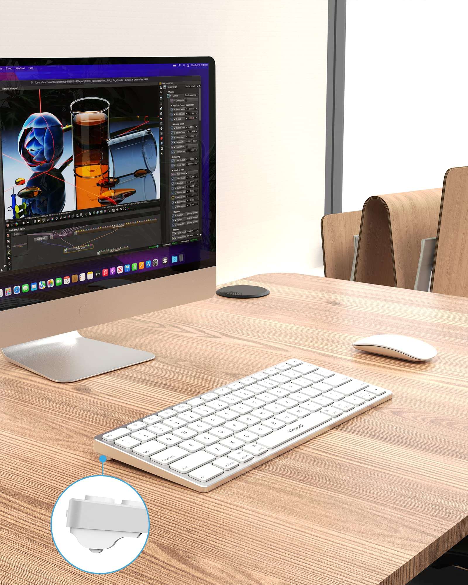 Wireless Keyboard for Apple Mac OS/iOS, Chic and Sleek All-Aluminum Housing, 78 Keys Compact Bluetooth Keyboard Rechargeable Compatible with iMac/Mac Mini/MacBook/iPad 2