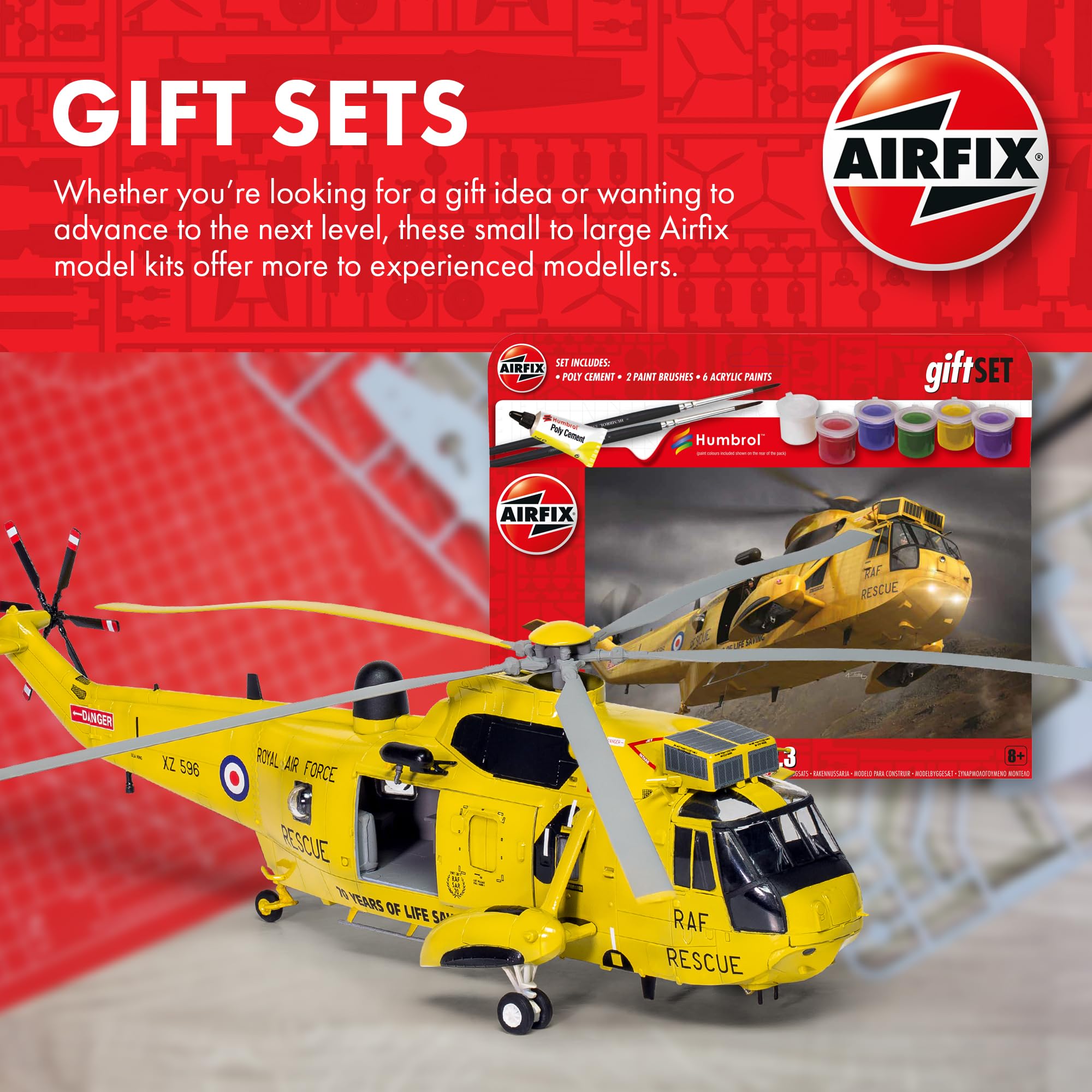 Airfix Starter Gift Set Westland Sea King HAR.3 1:72 Military Helicopter Plastic Model Kit A55307B, Yellow 3