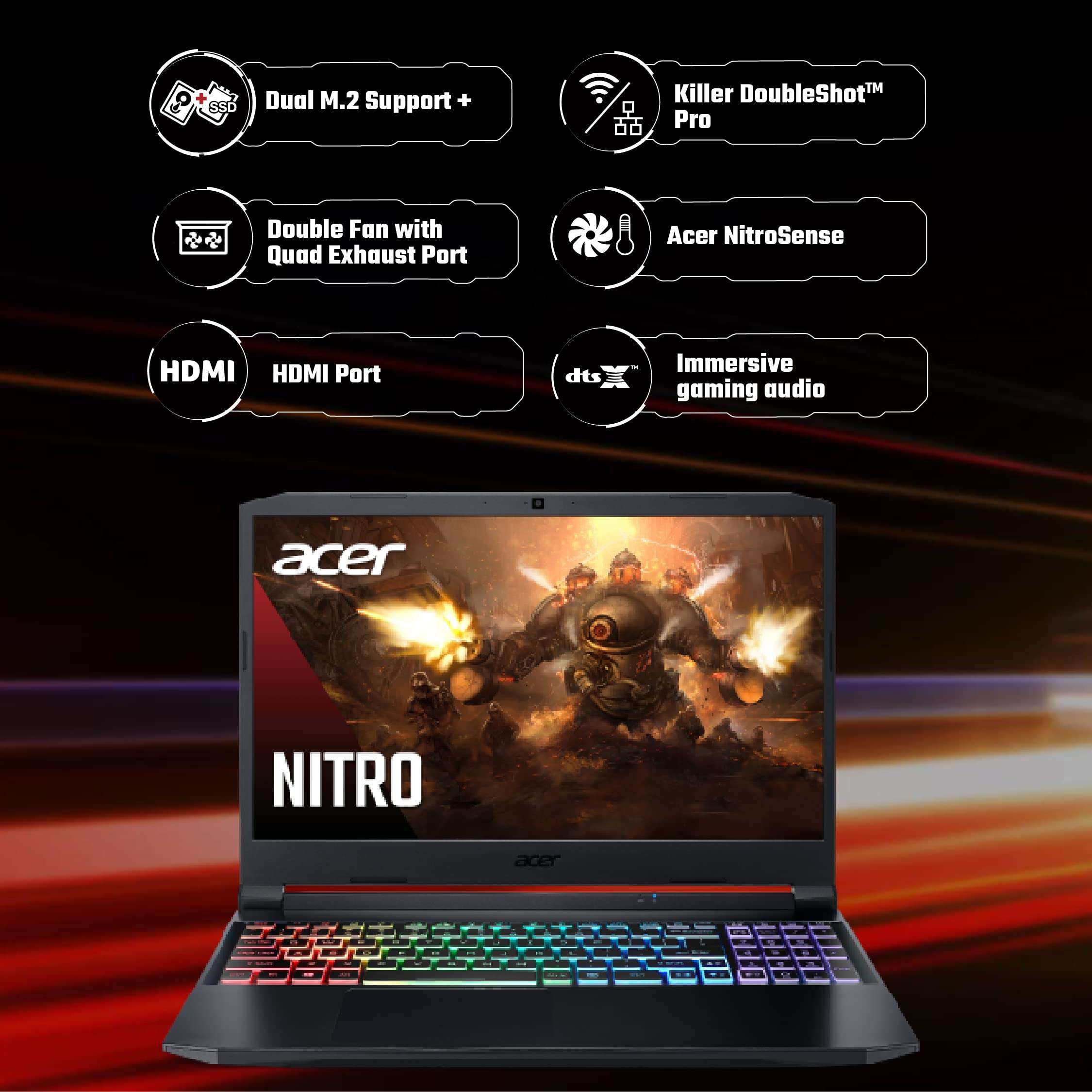 Acer Nitro 5 Gaming Laptop Intel core i7 11th Gen (Windows 11 Home/16 GB/512 GB SSD/NVIDIA® GeForce RTX 3050 Ti/144hz) AN515-57 with 39.6 cm (15.6 inches) IPS Display / 2.2 Kgs 2