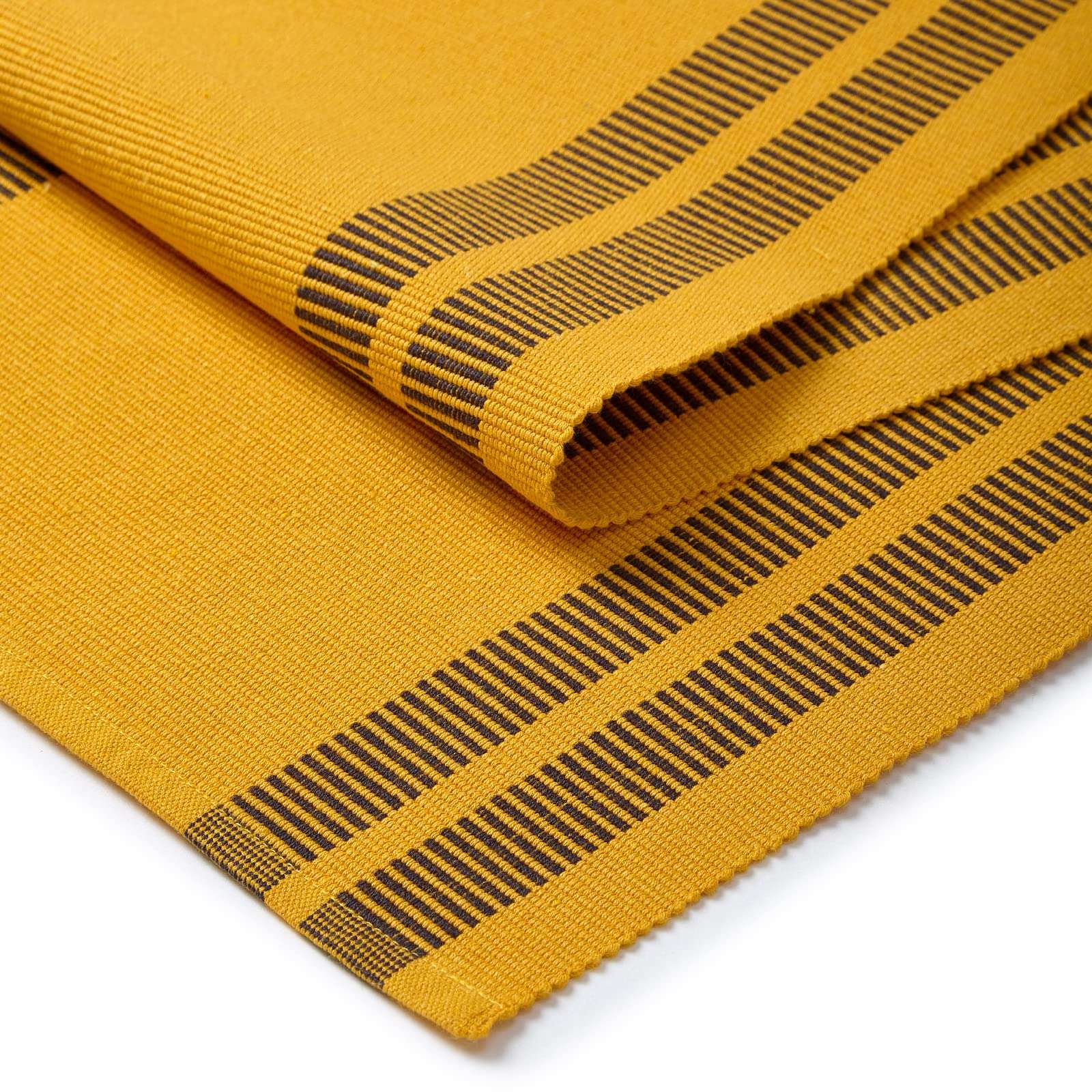 Encasa XO Dining Table Runner for 4 to 6 Seater| Yarn Dyed Fine Ribbed Cotton | Size 32x183 cm | Ladder Yellow | Machine Washable 6