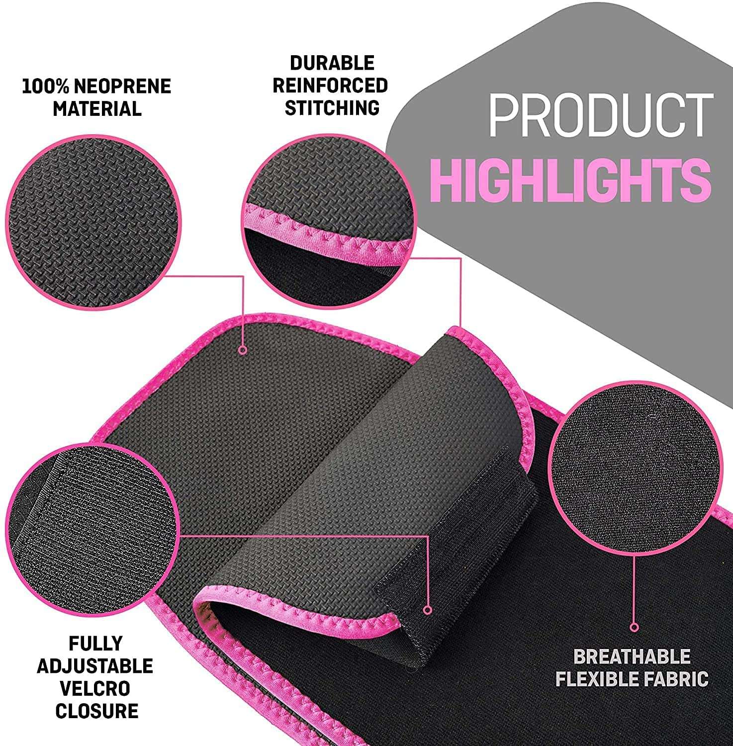 MALAN Weight Loss Hot Slimming Belt for Men, Women Belly Sweat Slim Belt Neoprene Fat Burning Sauna Waist Trainer Healthy Sweat, Weight Loss, Lower Back Posture Black (Free Size) (Pink) 6