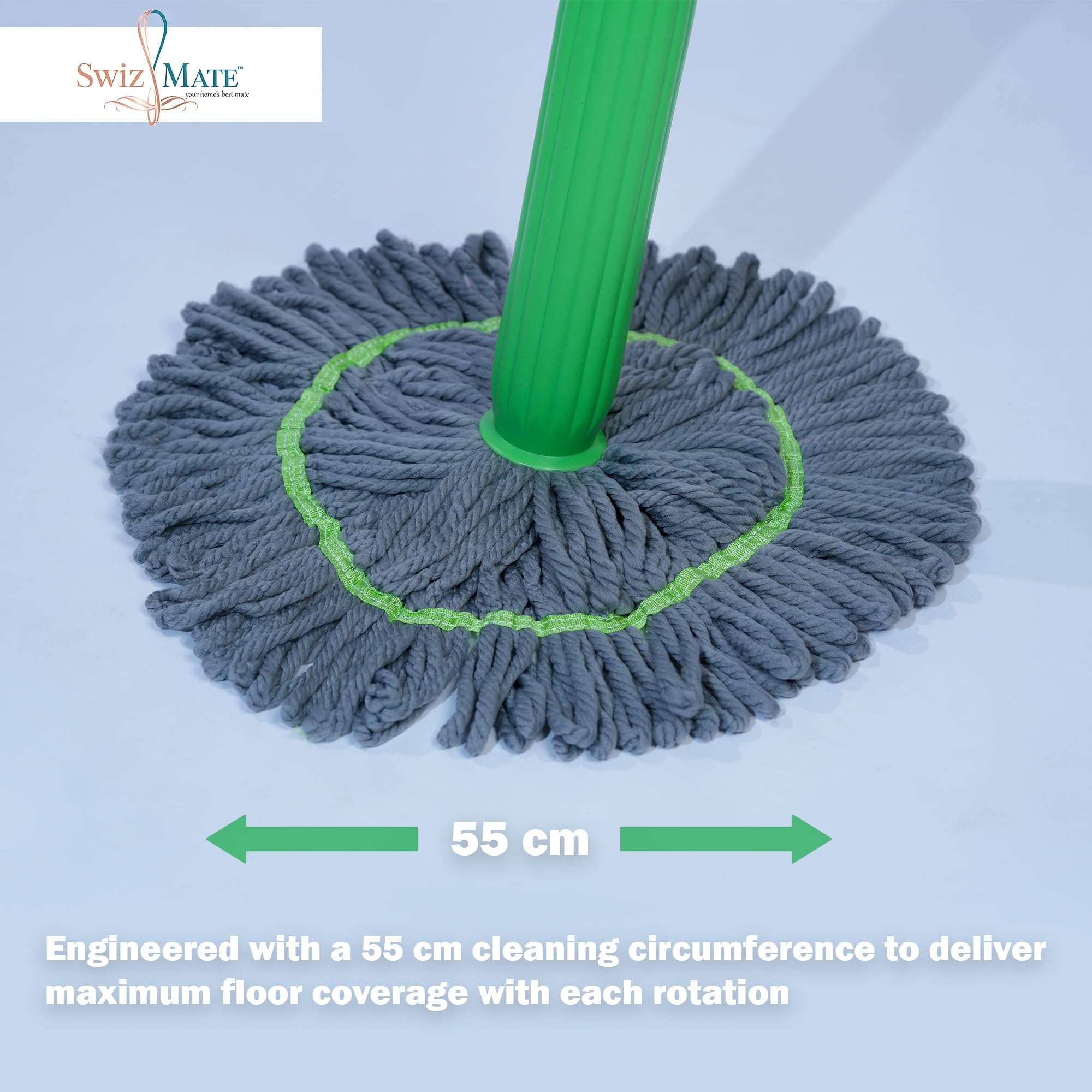 Swiz Mate™ Microfiber Twist Mop with Squeeze Stick - Super Absorbent Floor Cleaner for Hardwood, Tile & All Surfaces | Durable Handle, Easy-Use Dust & Dirt Removal (Floor Cleaning) 5