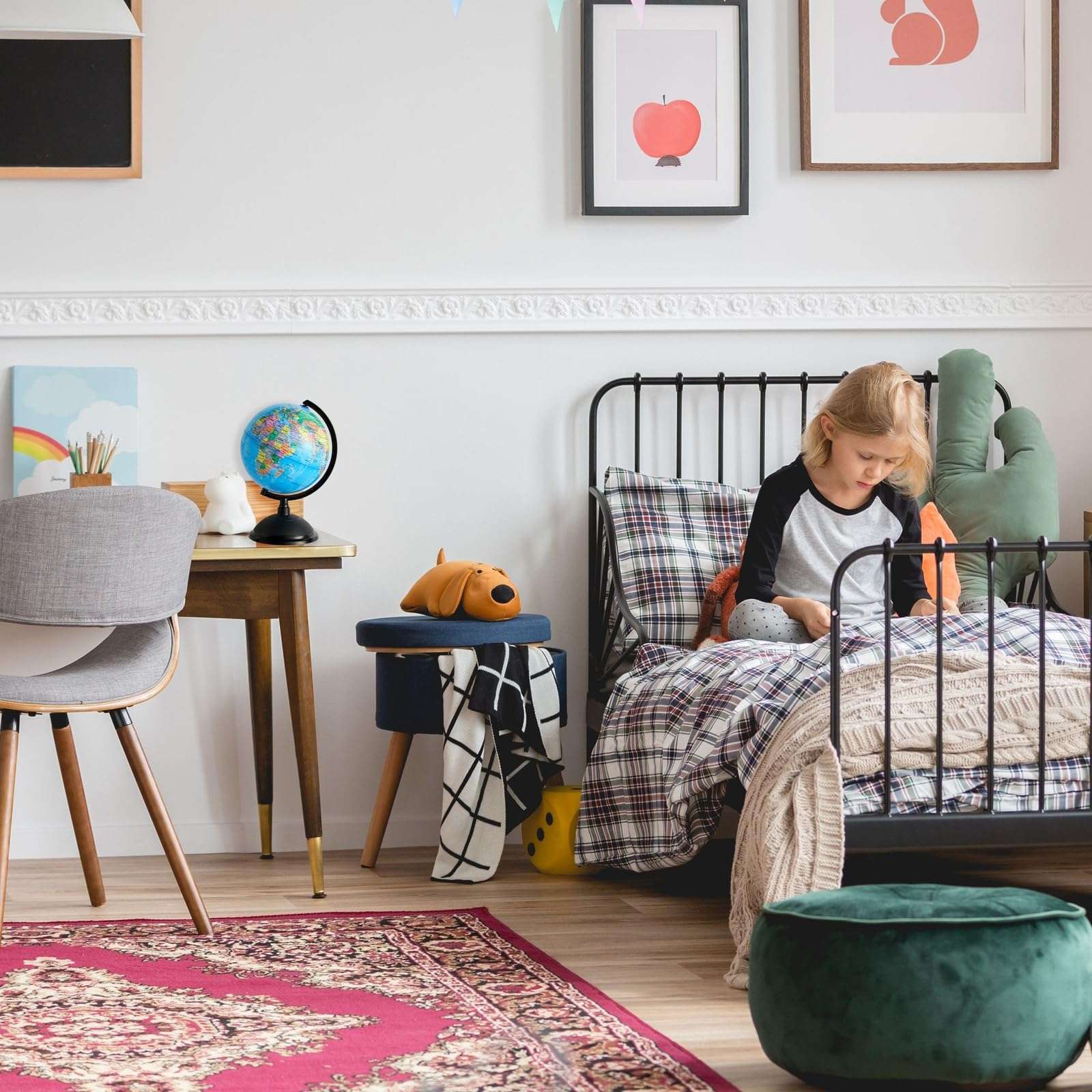 Rotating World Globe with Stand for Kids Learning, 8-inch Spinning Earth Globe for Classroom Geography Education 3