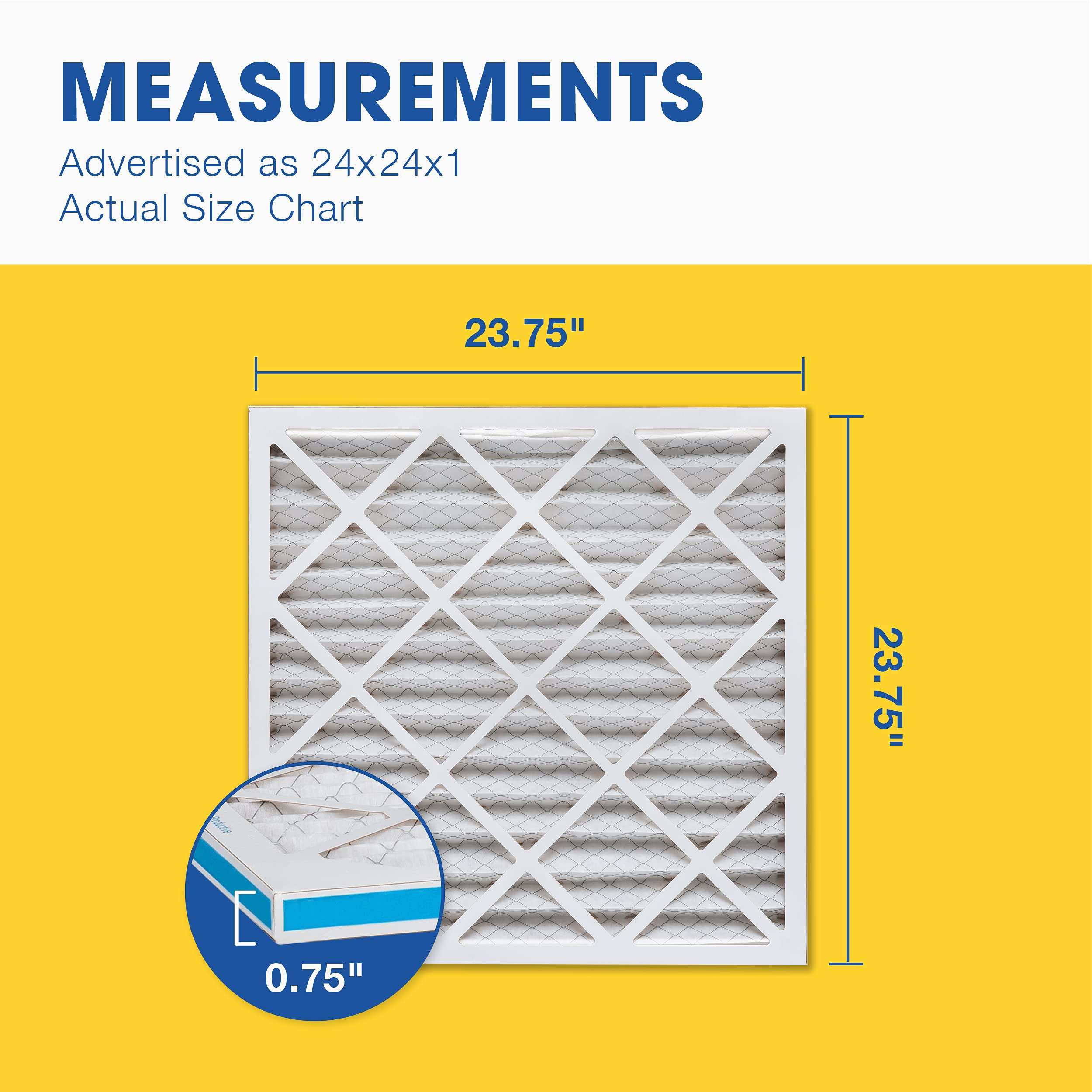 Aerostar 12x24x1 Air Filter MERV 11 (For Allergies, Dust, Lint, Mold, Pet Dander, Smoke & Smog) - Electrostatic MPR 1000 - 1200 & FPR 7 - Pleated HVAC AC Furnace Air Filters - Pack of 6 3