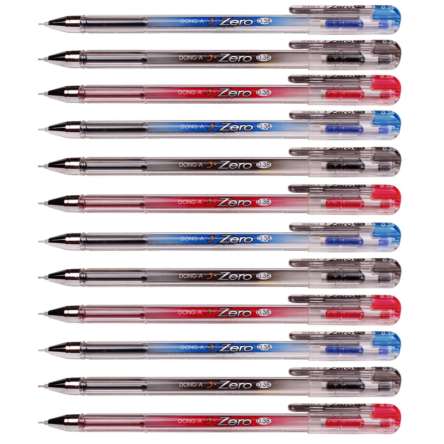 Dong-a 0.38 Mm 3-zero Gel Ink Ball Point Pen Excellent Writing (No Blot,no Scratch,no Skipping) Color Mix-12 Pens 2