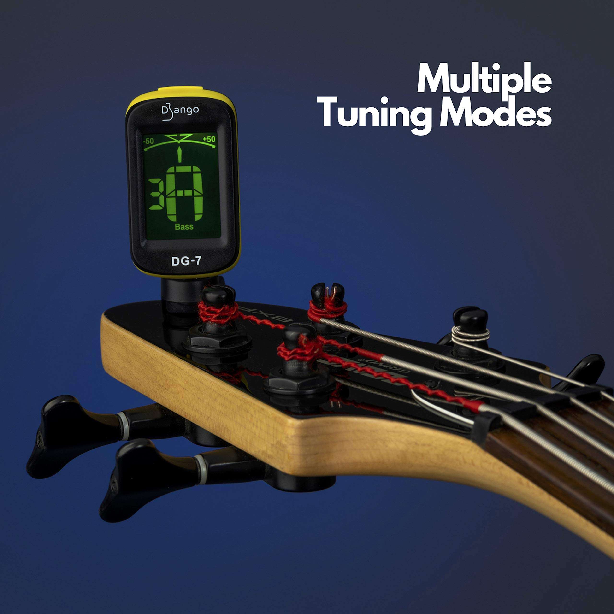 Django Guitar Tuner by Pick Geek | for Acoustic, Bass, Electric, Ukulele, Violin, & Classical Guitars | Fast and Accurate | Includes Chromatic Tuning | Clip-on and Easy To Use | Battery Included 6