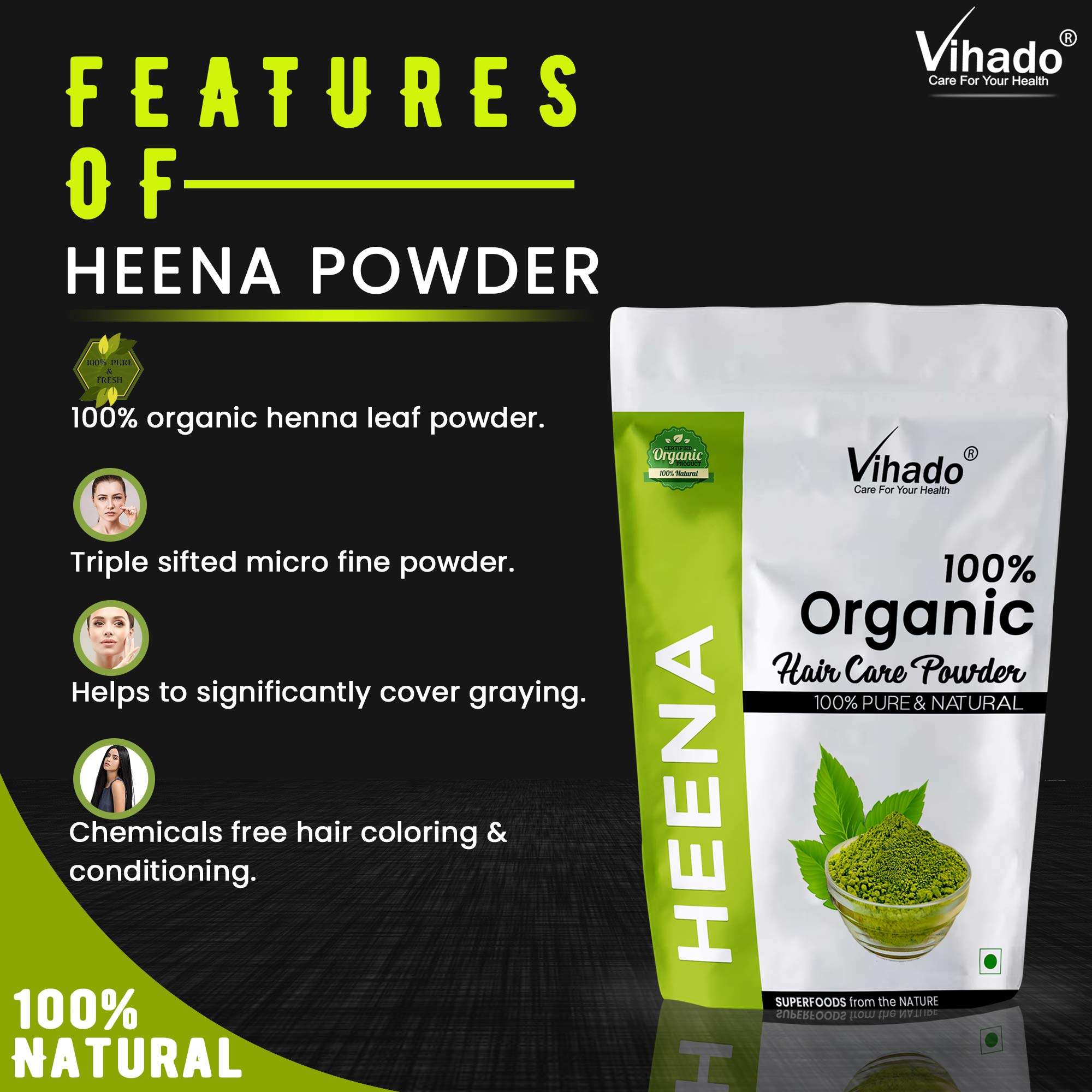 Vihado Henna Fresh powder hair color (400G) 4