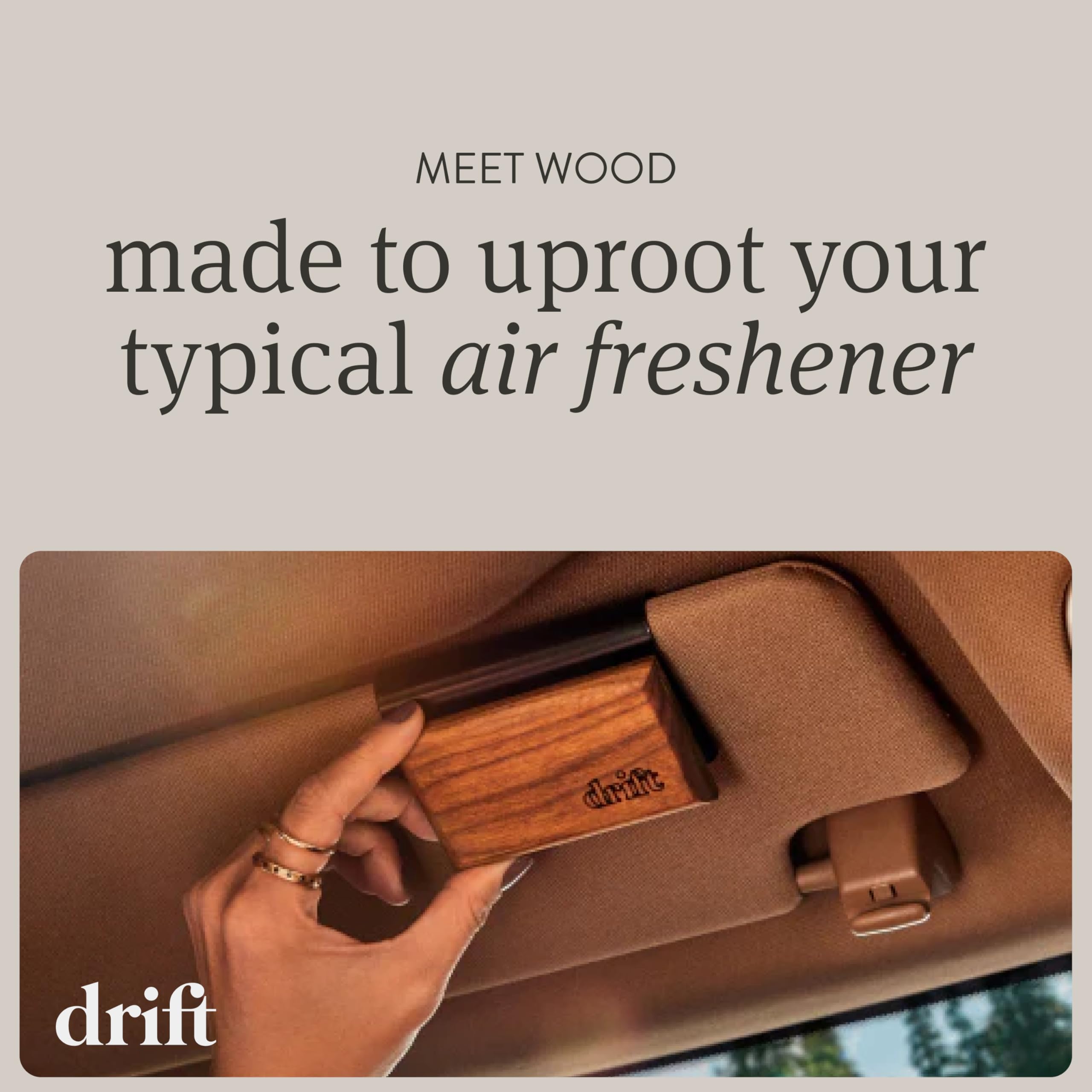 Drift Car Air Freshener - The Original Wood Air Freshener - Car Odor Eliminator - Long Lasting Scent - Metal Clip - Essential Oils - Clean Ingredients - Amber Scent 3 Pack Refill - NO CLIP INCLUDED 4