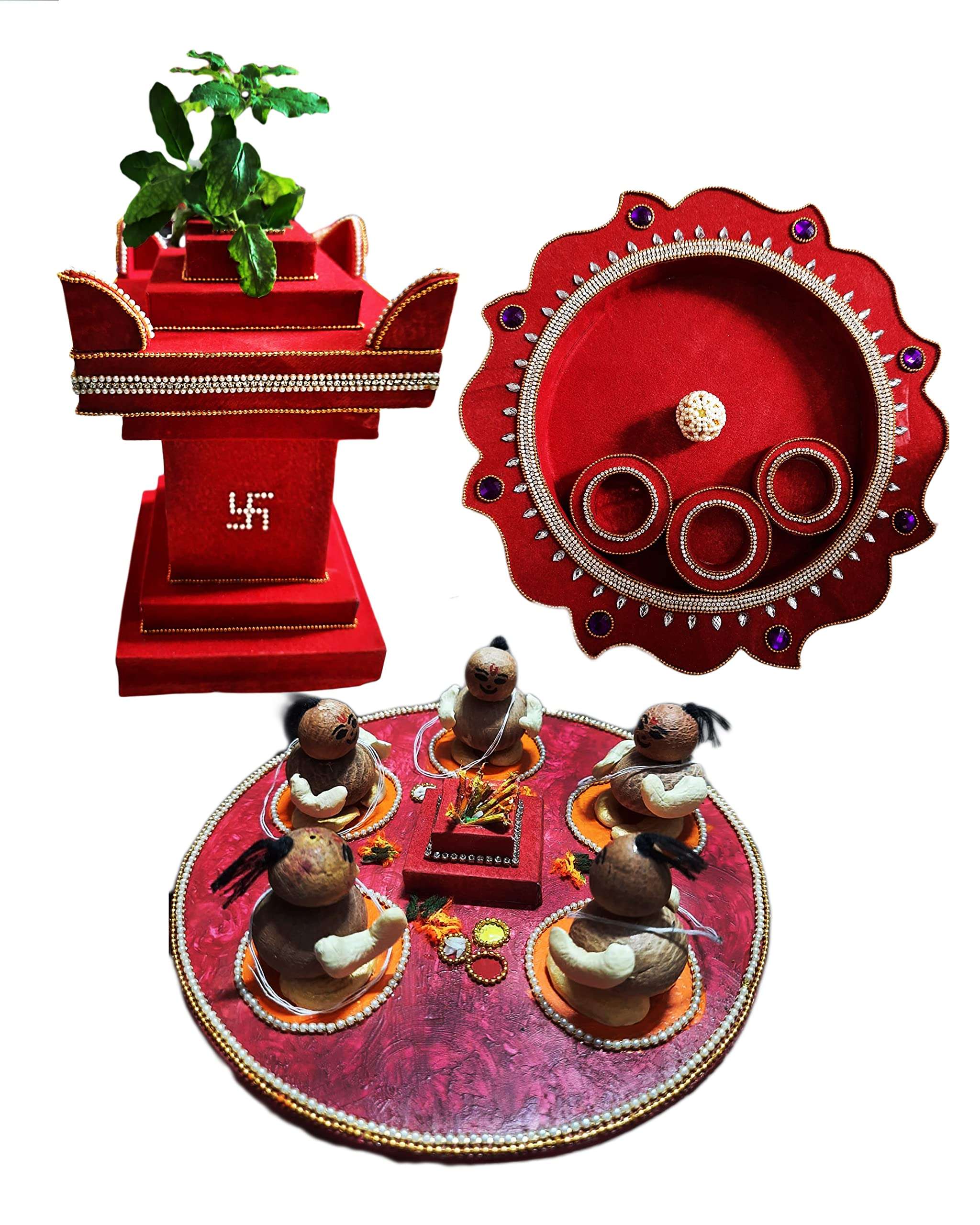Rukhwat - Set of 3 Items, Tulsi Rundavan,Thali & Bhatji 1