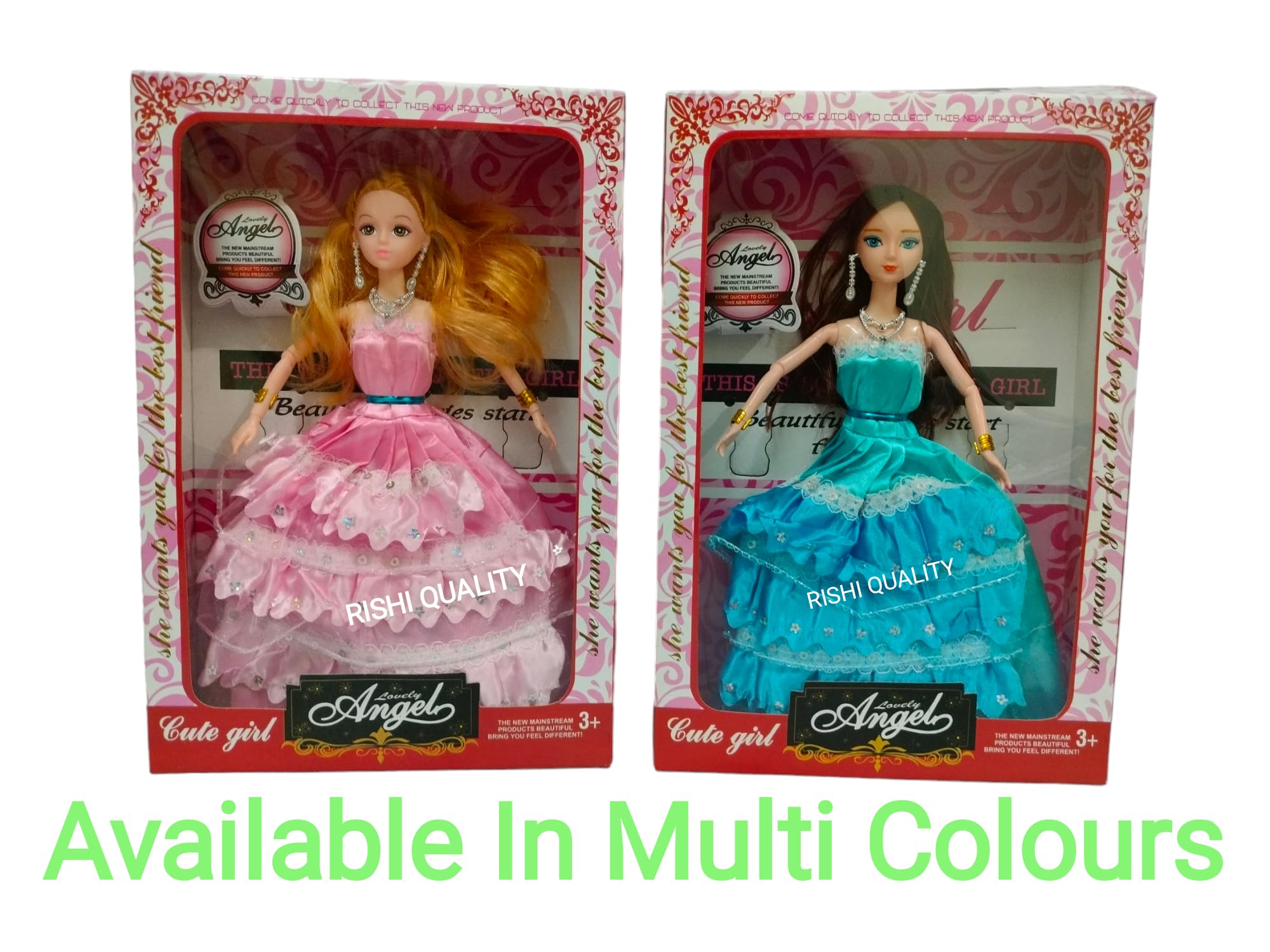 RISHI QUALITY Beautiful Dress Doll Toy with Moveable Arms , Hand for Girl. Doll with Accessoires for Playing. Birthday Return, Wedding, Diwali Gift. (Angle Cute Doll) 4