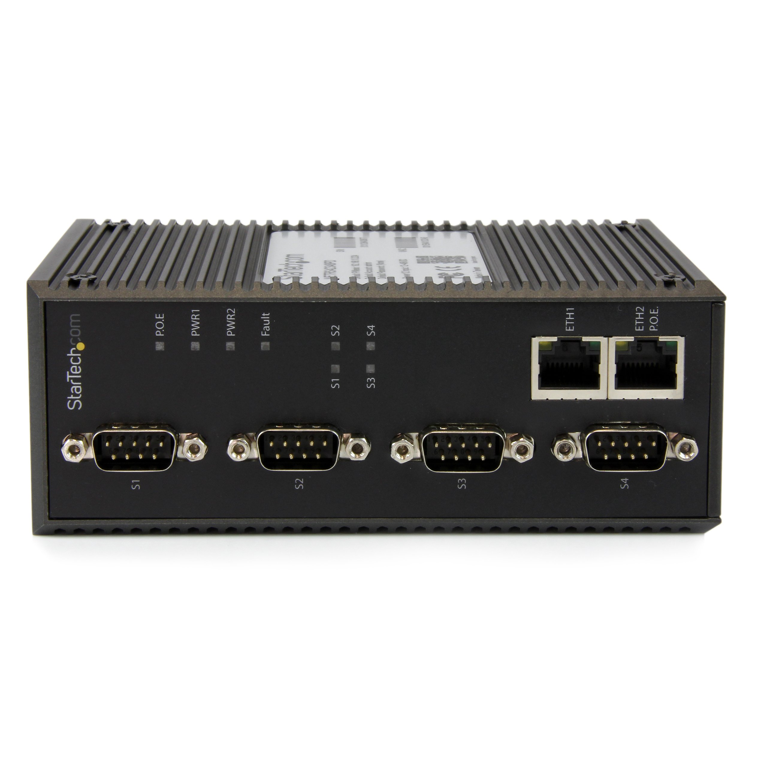 StarTech.com 4 Port Industrial RS-232 / 422 / 485 Serial to IP Ethernet Device Server - PoE-Powered - 2x 10/100Mbps Ports - Serial over IP (NETRS42348PD),Black 2