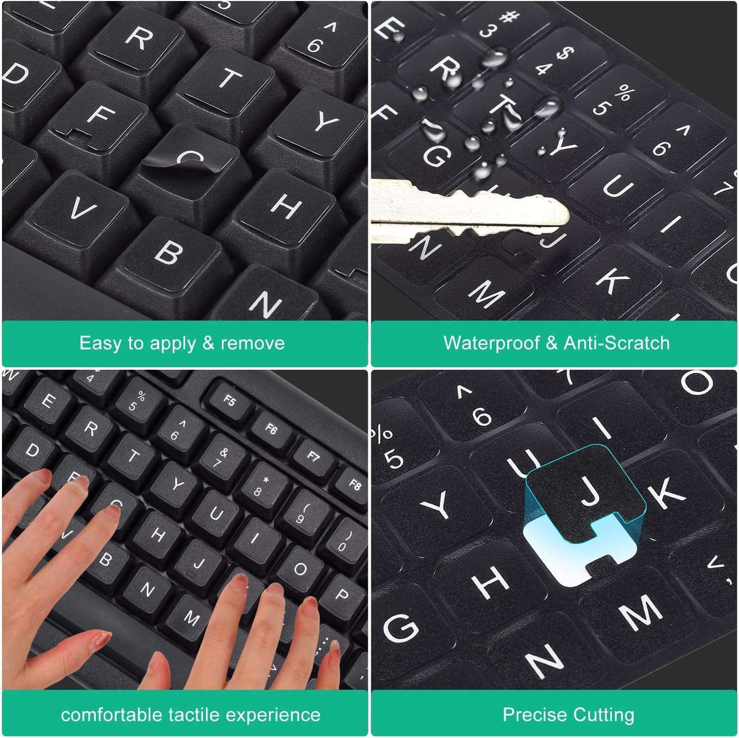 Jesra® Universal English Keyboard Stickers - 2PCS Matte Replacement With White Font on Black Background for Desktops & Laptops 6