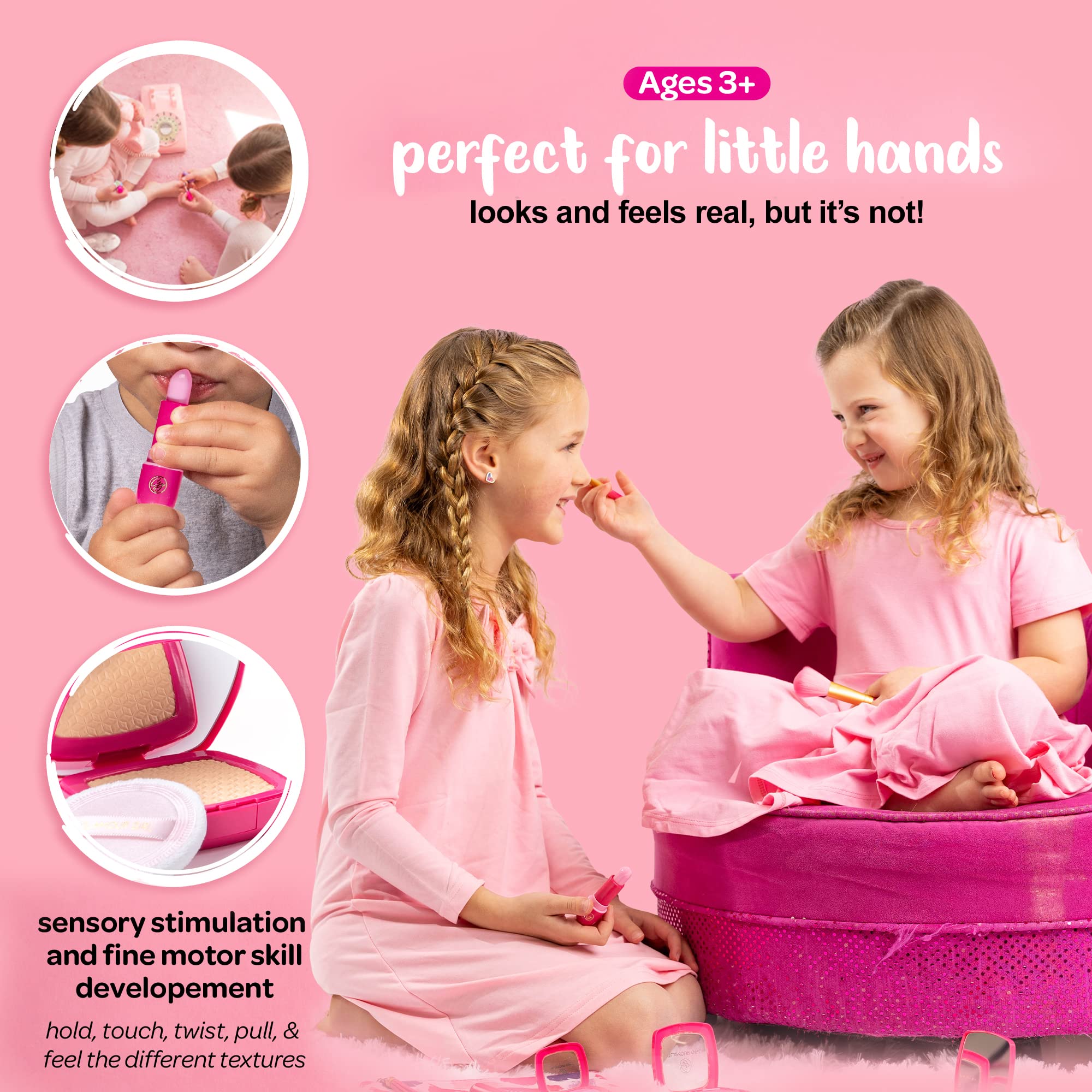 Pretend Play Kids Makeup Kit I Toddler Girl Toys Make Up Set with Cosmetic Bag I Toddler Makeup Kit for Toddler Vanity I Original Pretend Makeup Kit for Girls Gifts Play Makeup Kit for 2 Year Old & Up 4