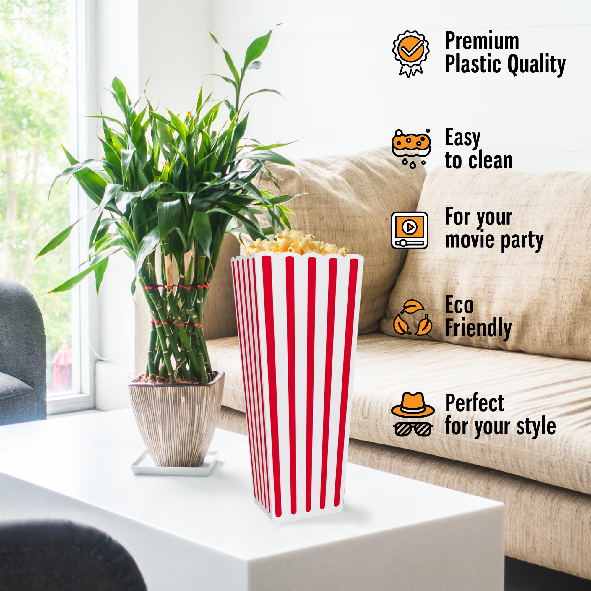 Reusable Plastic Popcorn Containers: Popcorn Buckets Reusable Plastic Movie Night Popcorn Boxes Popcorn Bowls Popcorn Cups Popcorn Holders for Party Popcorn Small Plastic Boxes Buskets Reusable Cups 4