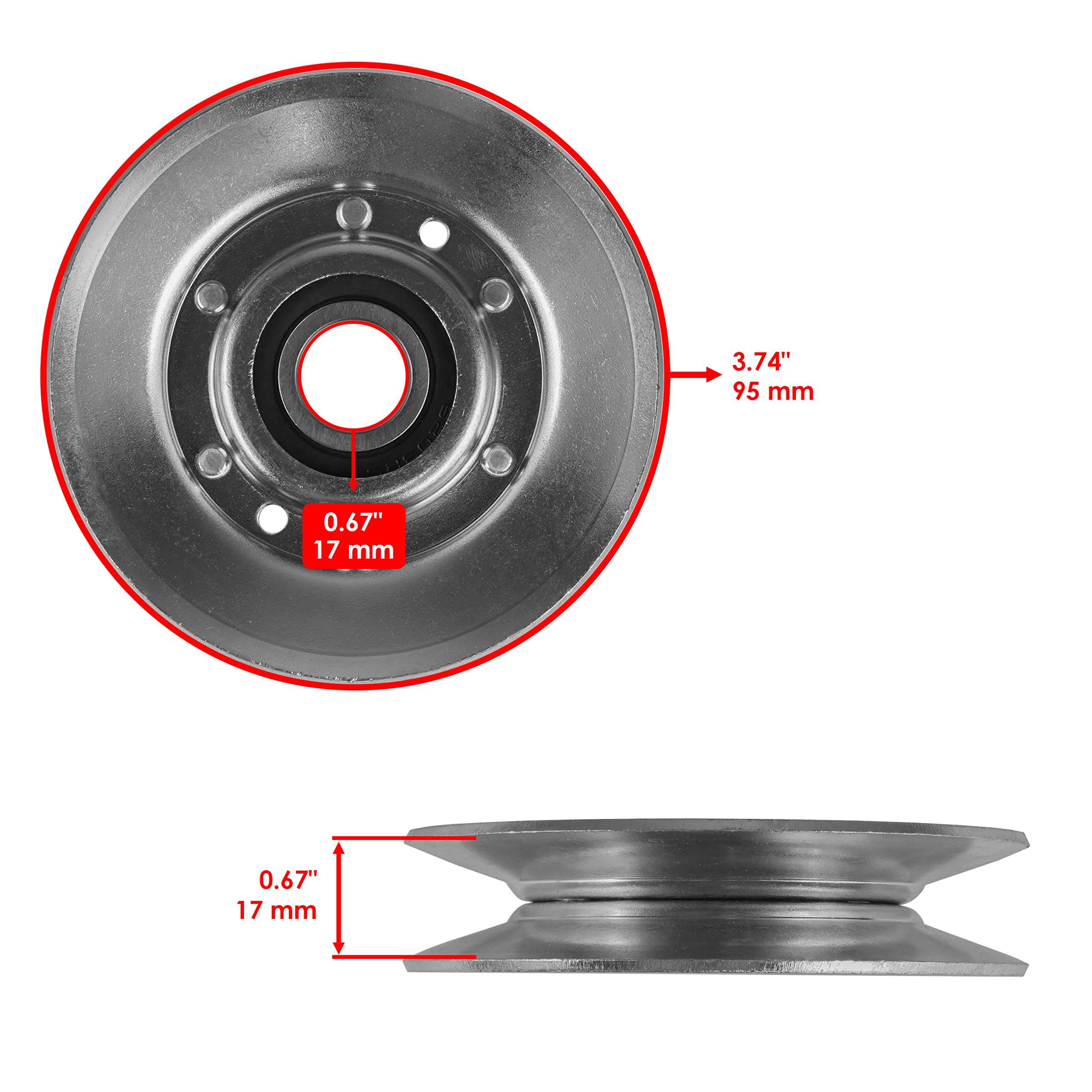 Caltric 2 V-Idler Pulley Compatible with John Deere LA120 LA125 LA135 LA140 LA145 LA150 AM118447 3
