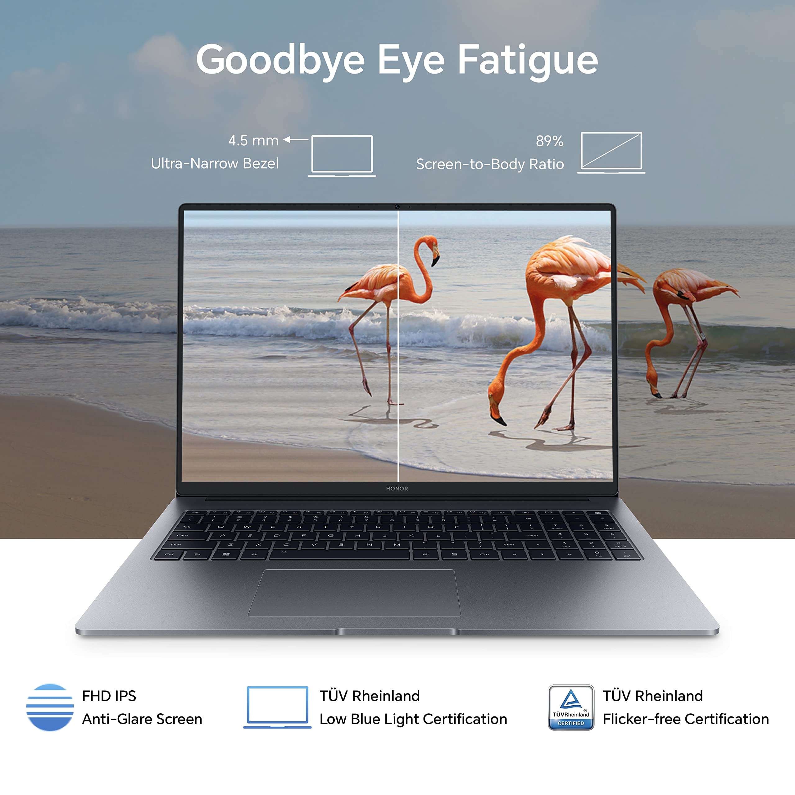 HONOR MagicBook X16 (2023), 12th Gen Intel Core i5-12450H (8GB/512GB NVMe SSD, 16-inch (40.64 cm) FHD IPS Anti-Glare Thin and Light Laptop/Windows 11/Backlit Keyboard/Fingerprint Login/1.75Kg), Gray 4