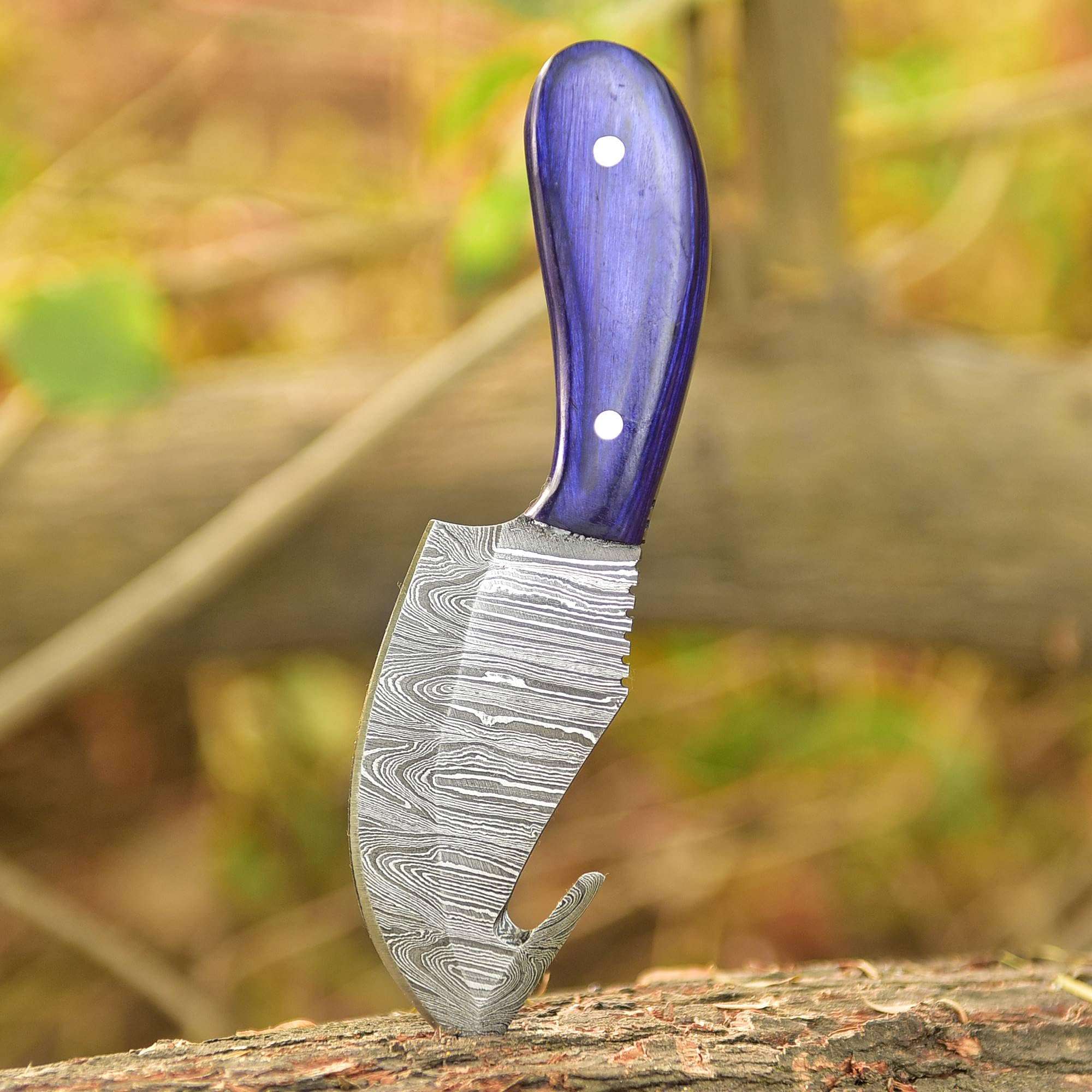 FAIQENTERPRICE Damascus Steel Blade Skinning Hunting Knife With Leather Sheath Belt Loop - Fixed Blade Damascus Knives for Men - Best Deer Hunting Skinner Knife 6