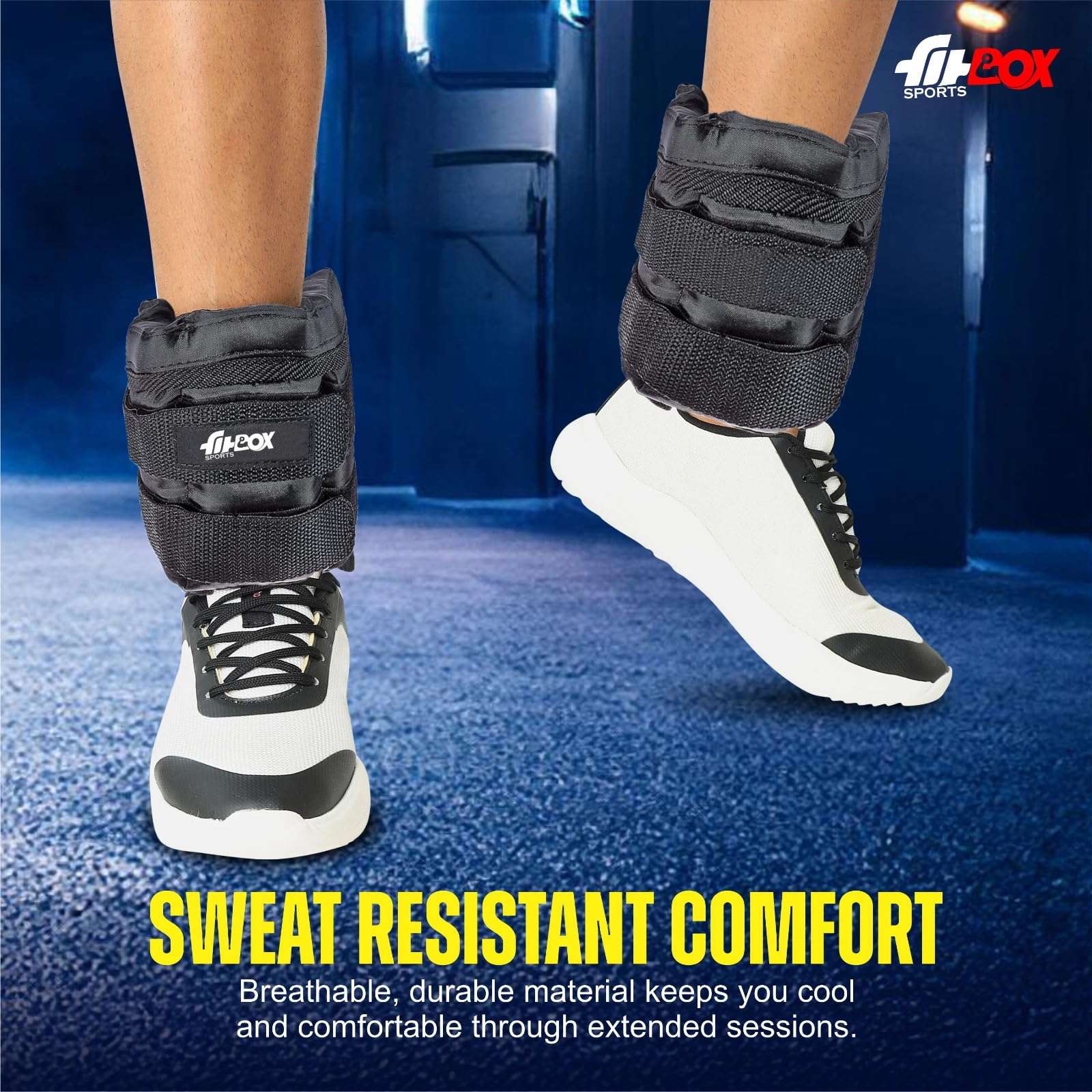 FitBox Sports Adustable Ankle Weight 5Lbs - 2.25kg (1.13kg x 2) With Removable 5 Weight Bags for Training, Running, Boxing, Jogging, Cycling 4