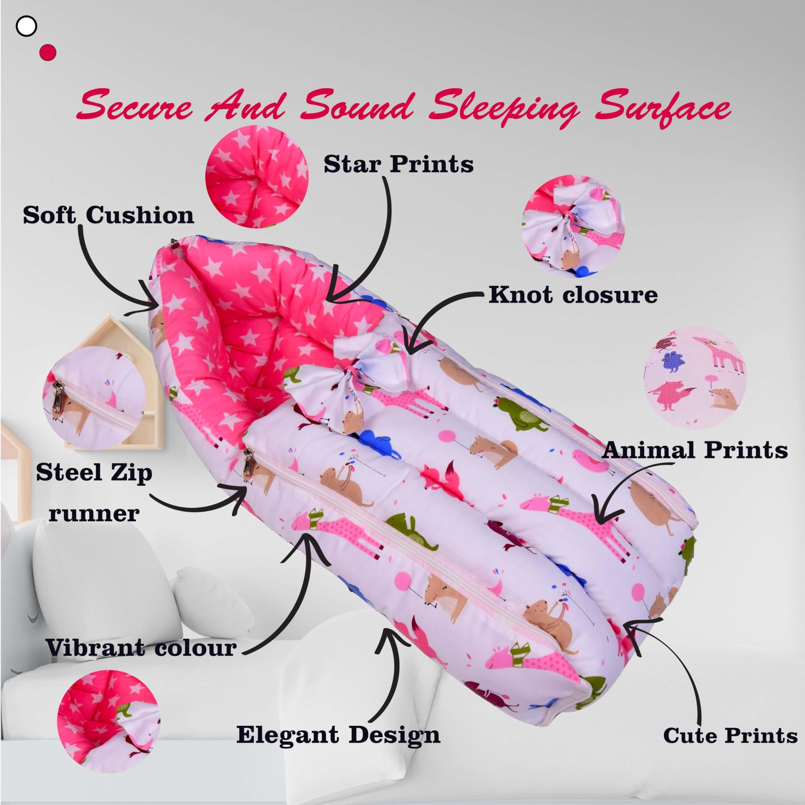 Kwitchy Baby | Mattress with Net | Carry Bag (Pink, 0-6 Months) 6