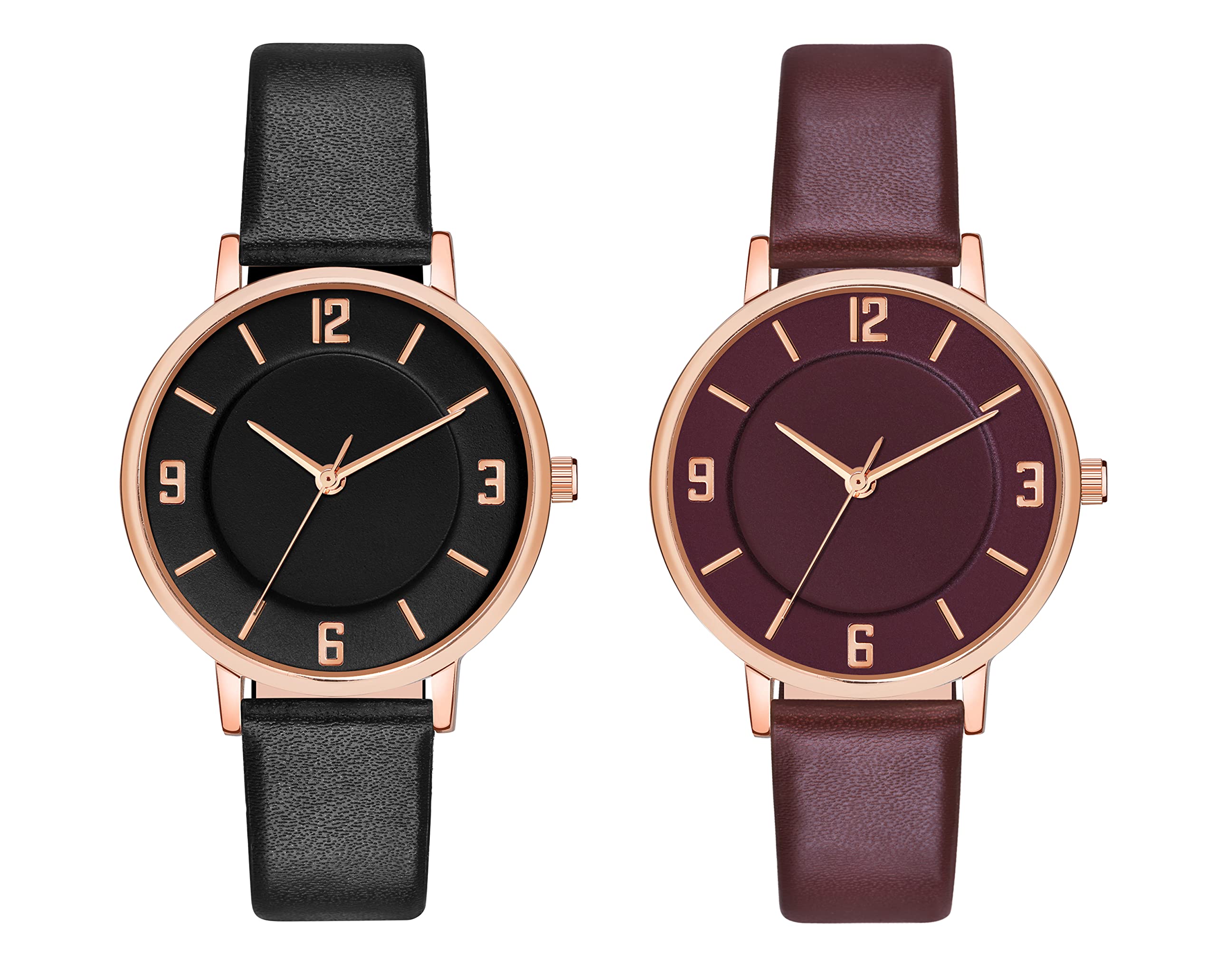 CX with CORXIL Analog Women's Watch | 4 Different Dial Black-Blue-Pink-White Leather Band |Formal Watch Collection for Women (Black - Maroon)