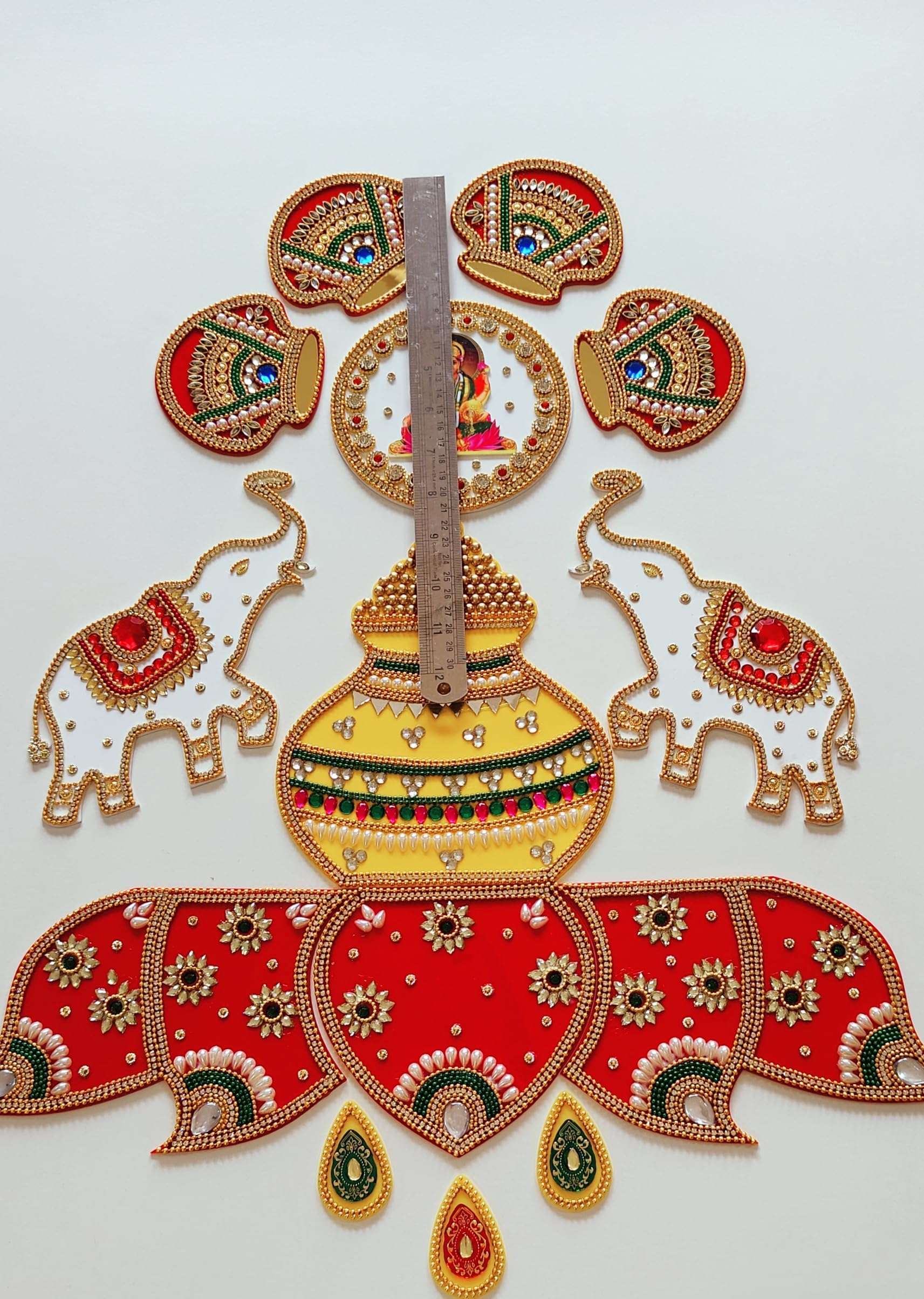Crafter Preeti Handcrafted Opaque Base Decorative Kundan Rangoli Lakshmi - Big Size- 24 Inch 4