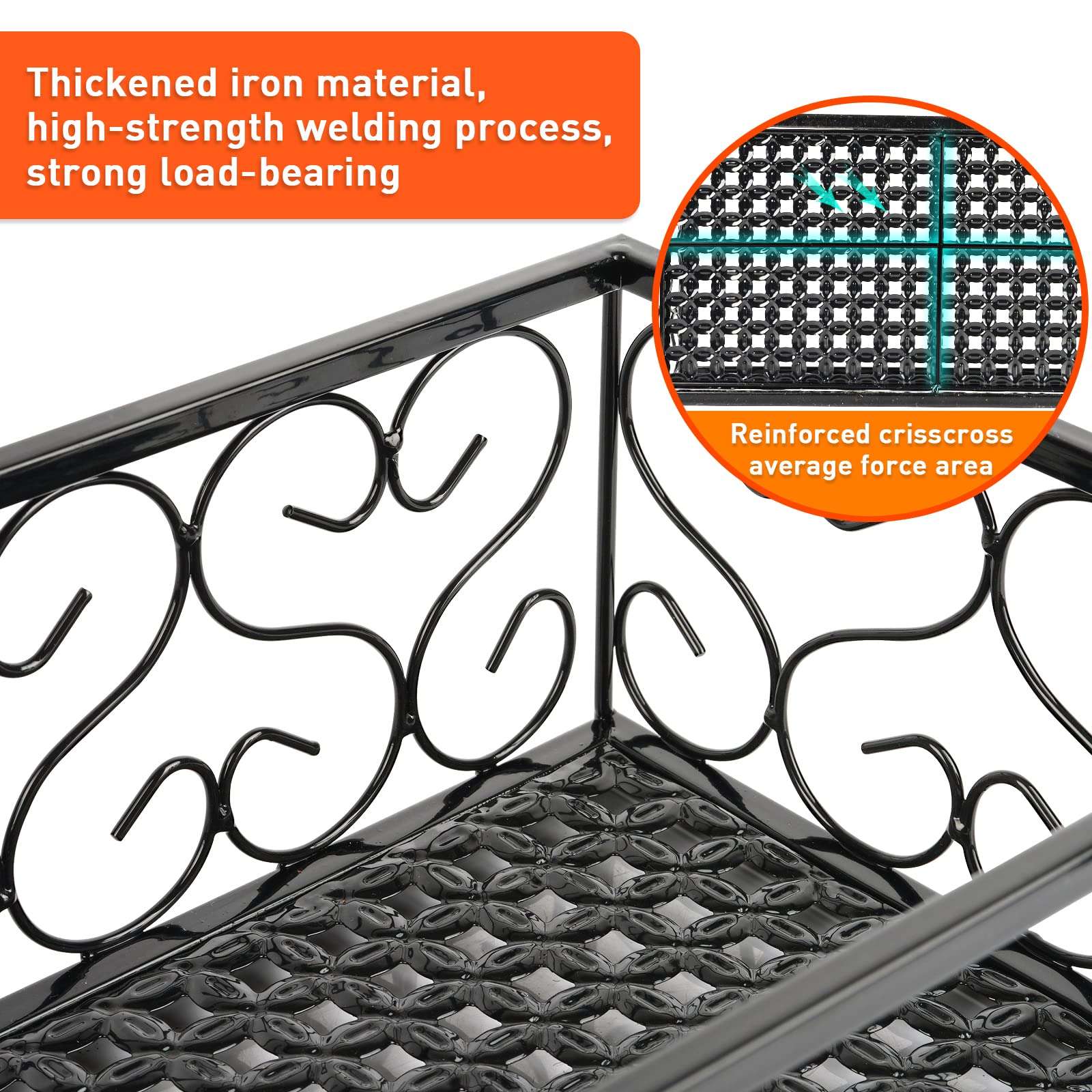 Fitlyiee Balcony Flower Pot Stand Rack Patio Railing Shelf Plant Pots Holder Windows Decorate (L, Black) 6