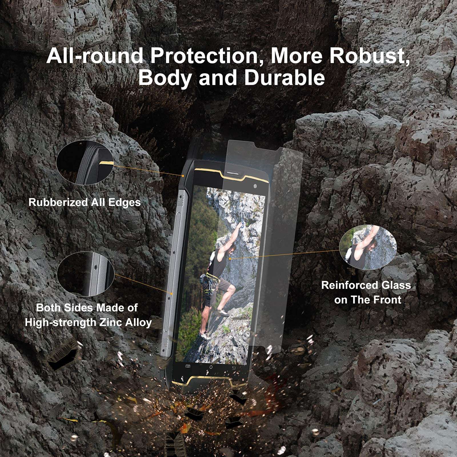 Rugged Smartphone Unlocked, CUBOT King Kong CS, Android 10 Rugged Phones, 4400mAh Battery, 13MP+8MP, 16GB ROM, 5.0″ Display, Dual SIM Phone Unlocked, Face ID, GPS, US Version, Black 4